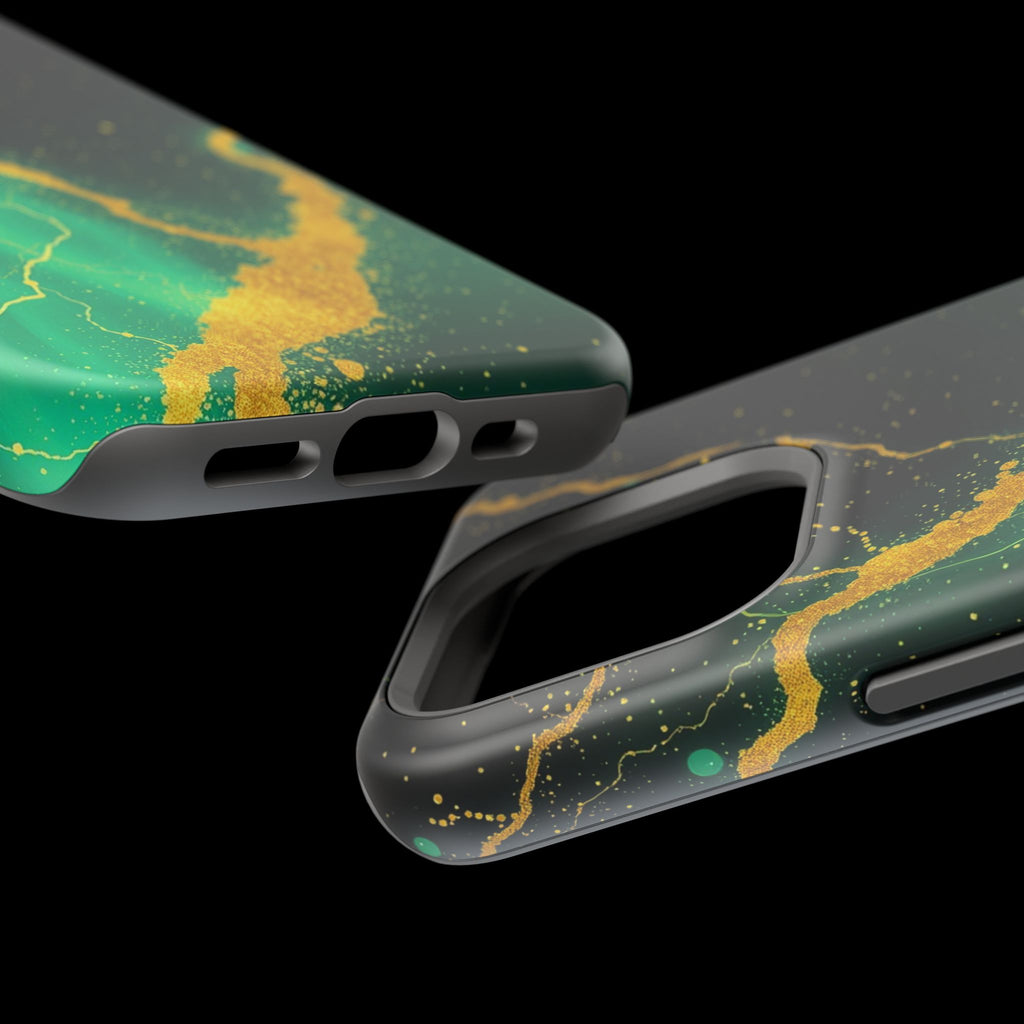 iPhone Emerald Green And Gold Petal Storm Slim iPhone Everyday Designer · iPhone