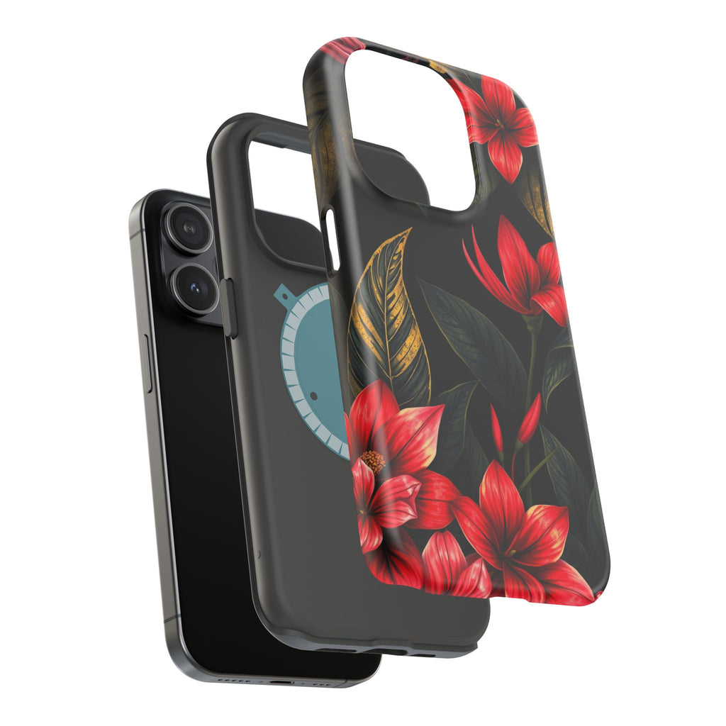 iPhone Black And Crimson Jungle Floral Slim Everyday Designer Case · iPhone Case