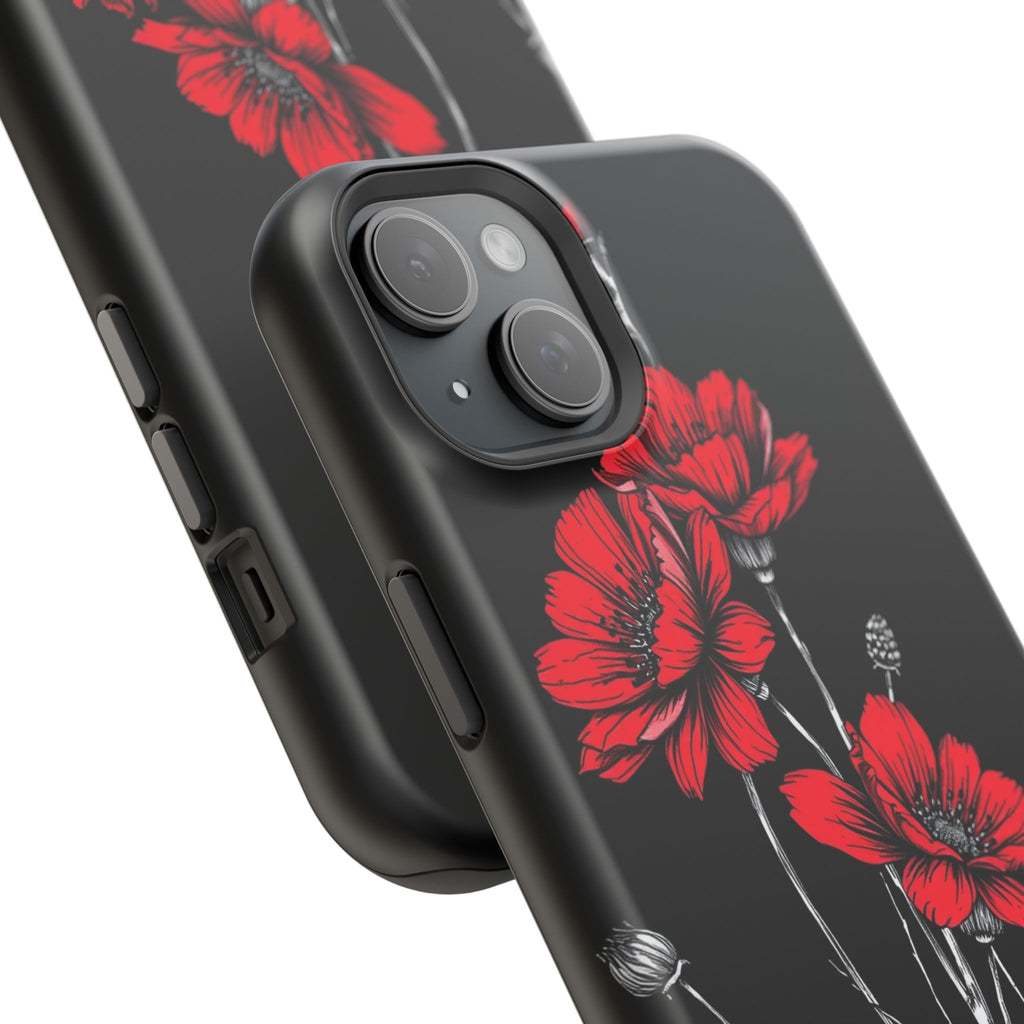 iPhone Black And Crimson Wildflower Bunch Slim Everyday Designer Case · iPhone C