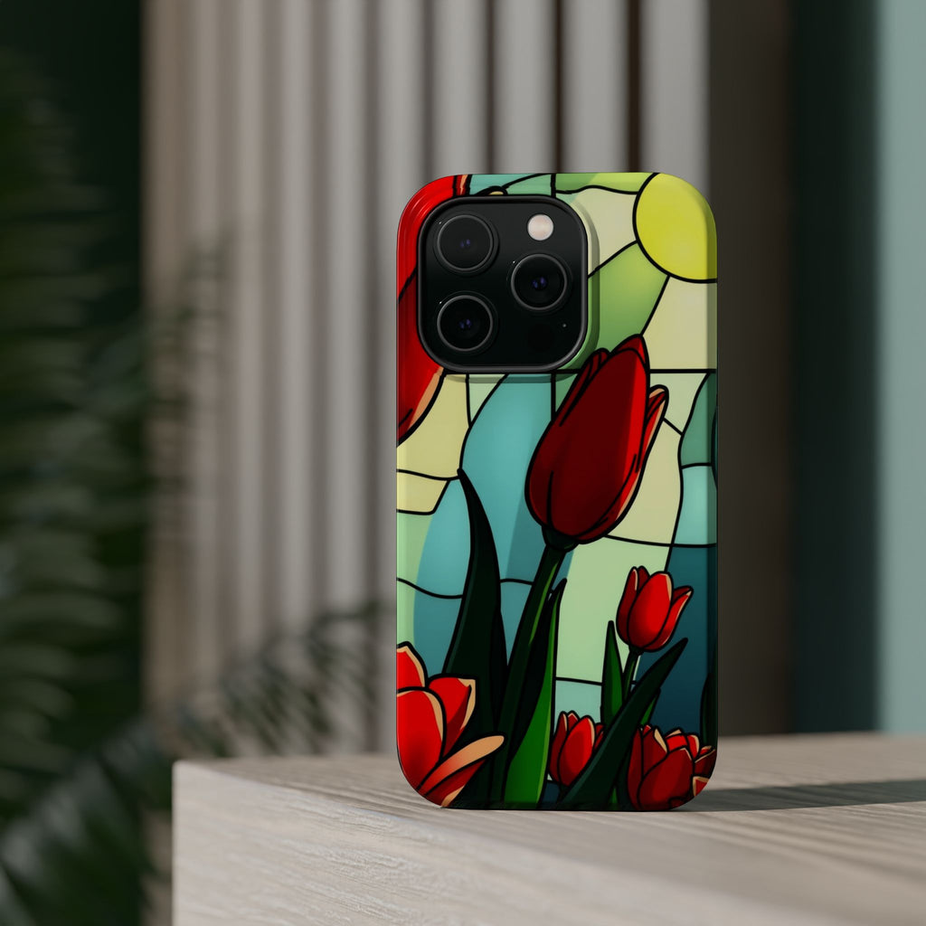 iPhone Tulip Row Stained Glass Slim Everyday Designer Case · iPhone Case