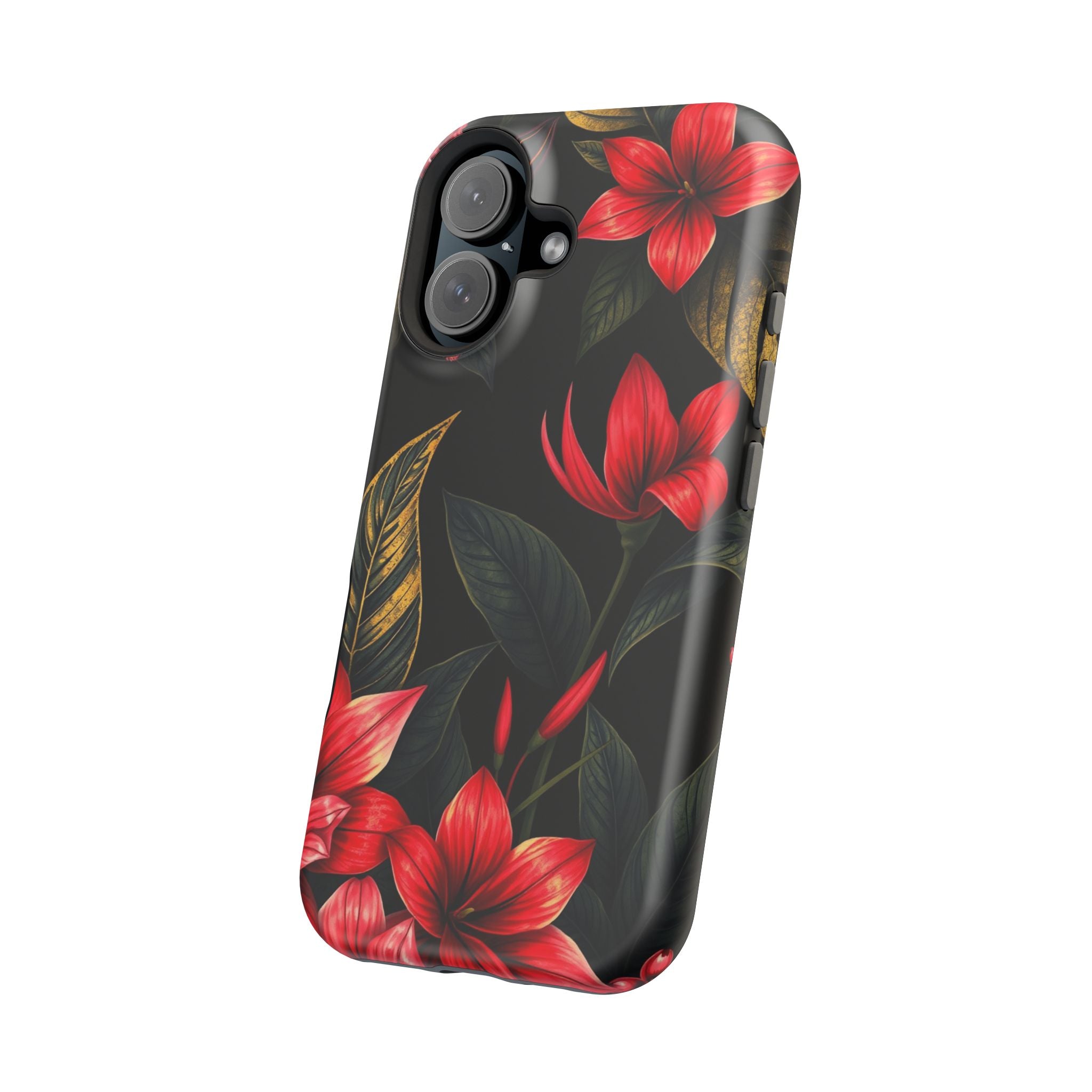 iPhone Black And Crimson Jungle Floral Slim Everyday Designer Case · iPhone Case