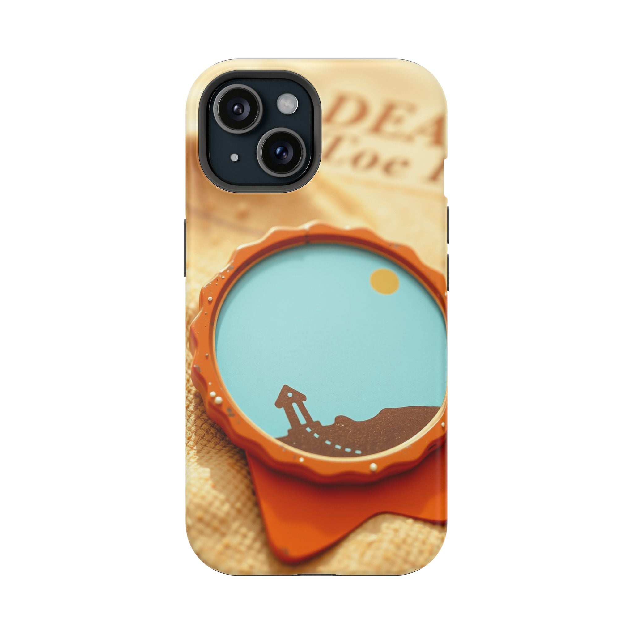 iPhone Burnt Orange And Sand Retro Travel Badge Soft Finish Everyday Case · iPho