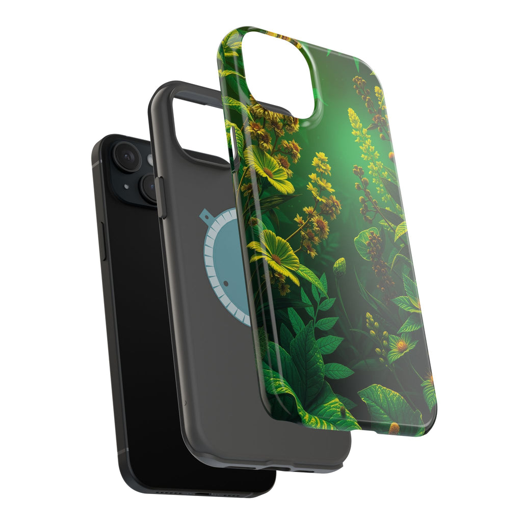 iPhone Emerald Green And Gold Vintage Botanicals Print Slim Snap Case · iPhone C