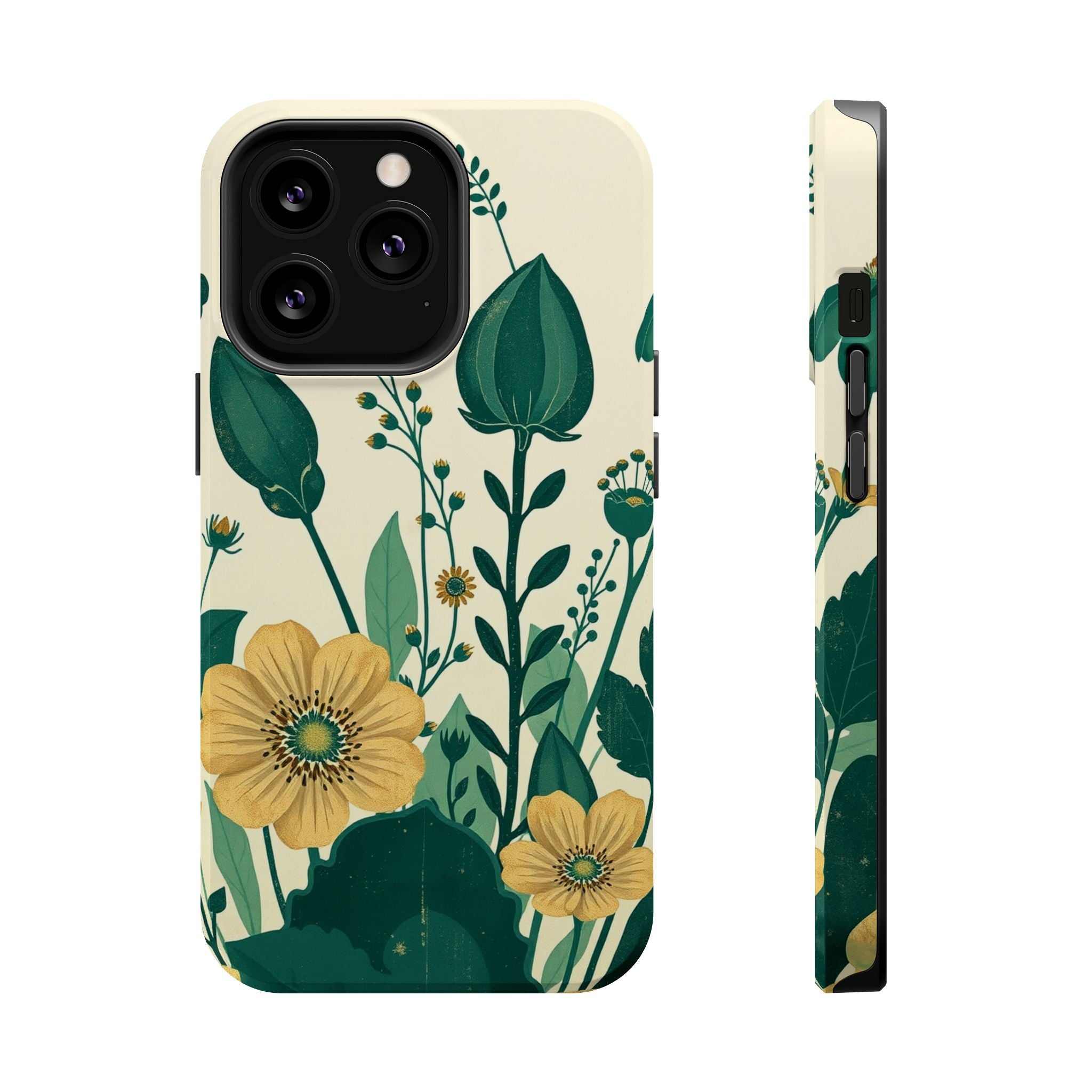 iPhone Emerald Green And Gold Pressed Botanicals Clean iPhone Minimal · iPhone C