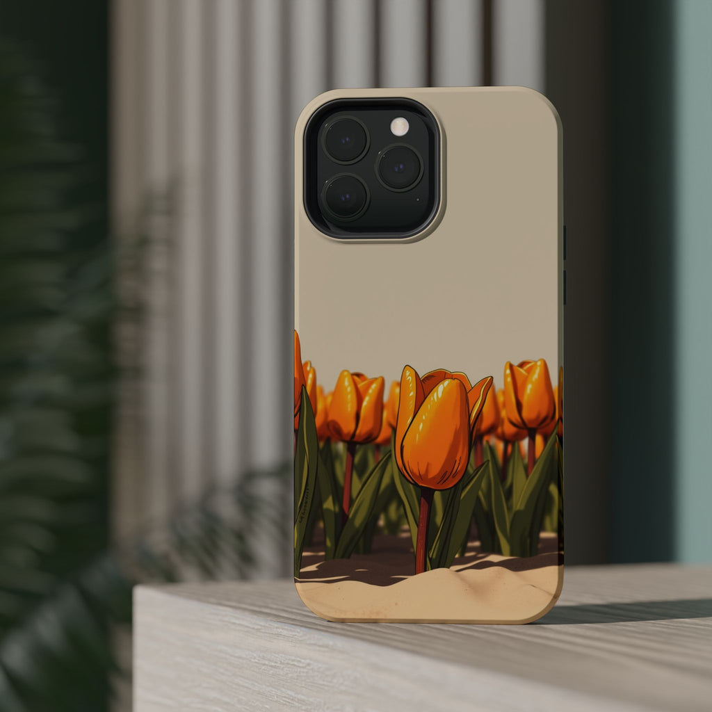 iPhone Burnt Orange And Sand Tulip Row Slim Everyday Designer Case · iPhone Case