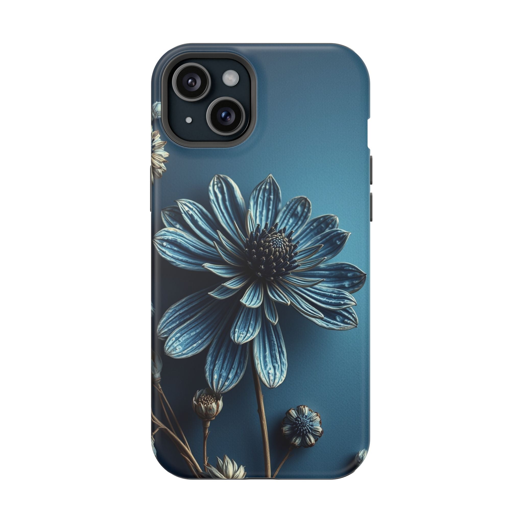 iPhone Midnight Blue And Silver Dried Flower Flat Lay iPhone 15 · iPhone Case
