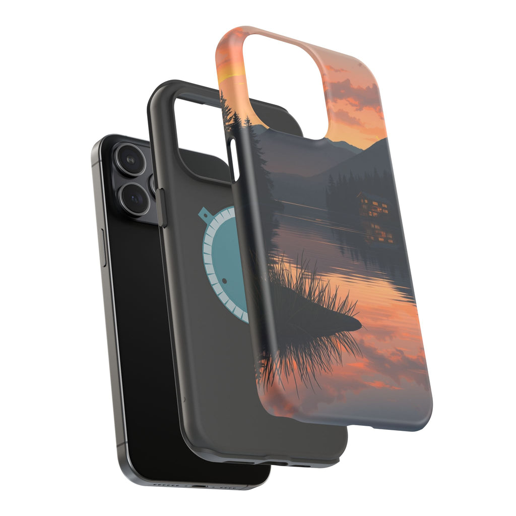 iPhone Sunset Amber And Peach Lake at Twilight Soft iPhone Finish · iPhone Case