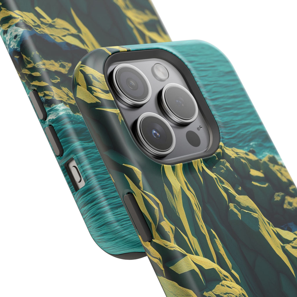 iPhone Emerald Green And Gold Rocky Coastline Slim iPhone Everyday · iPhone Case