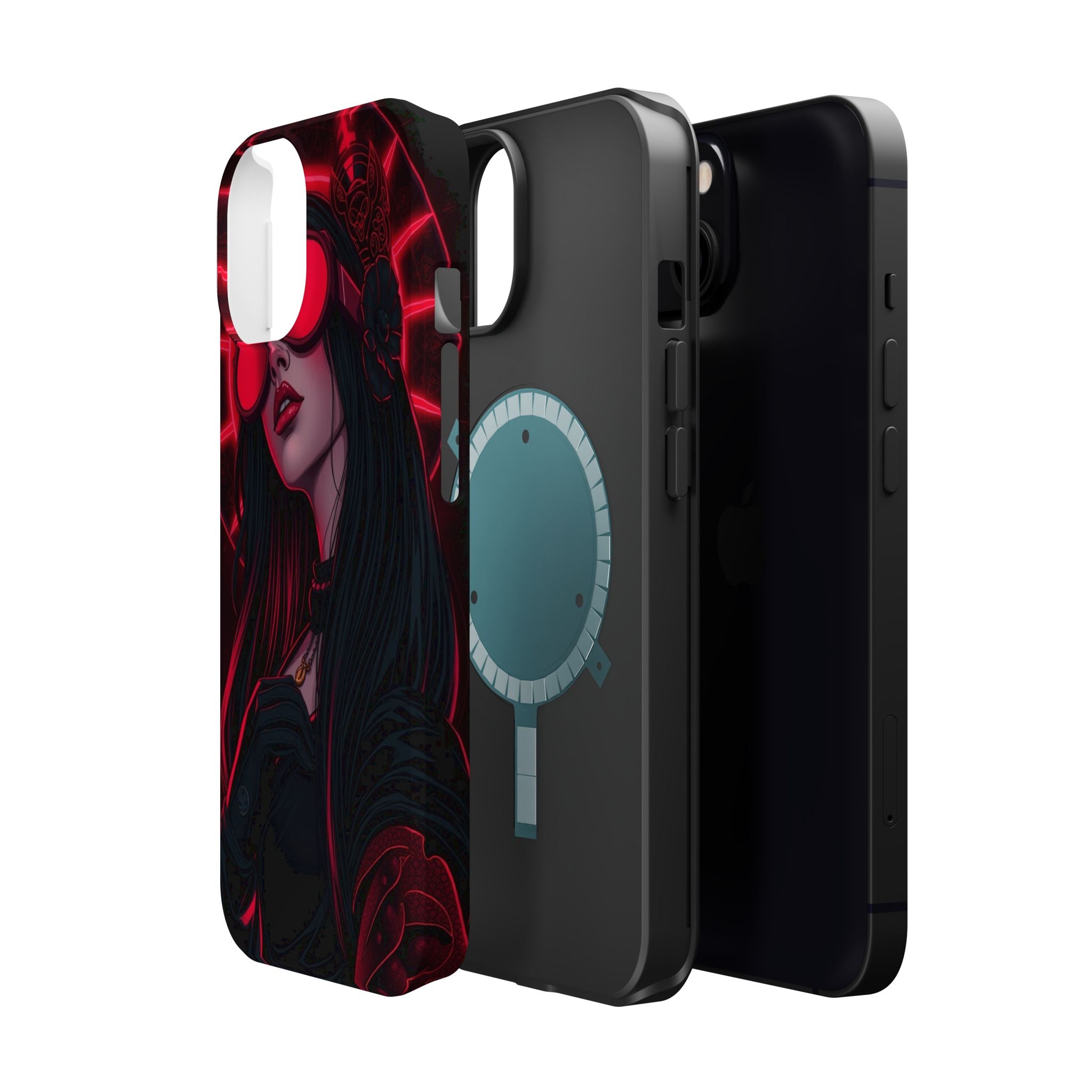 iPhone Black And Crimson Art Nouveau Female Slim Everyday Designer Case · iPhone