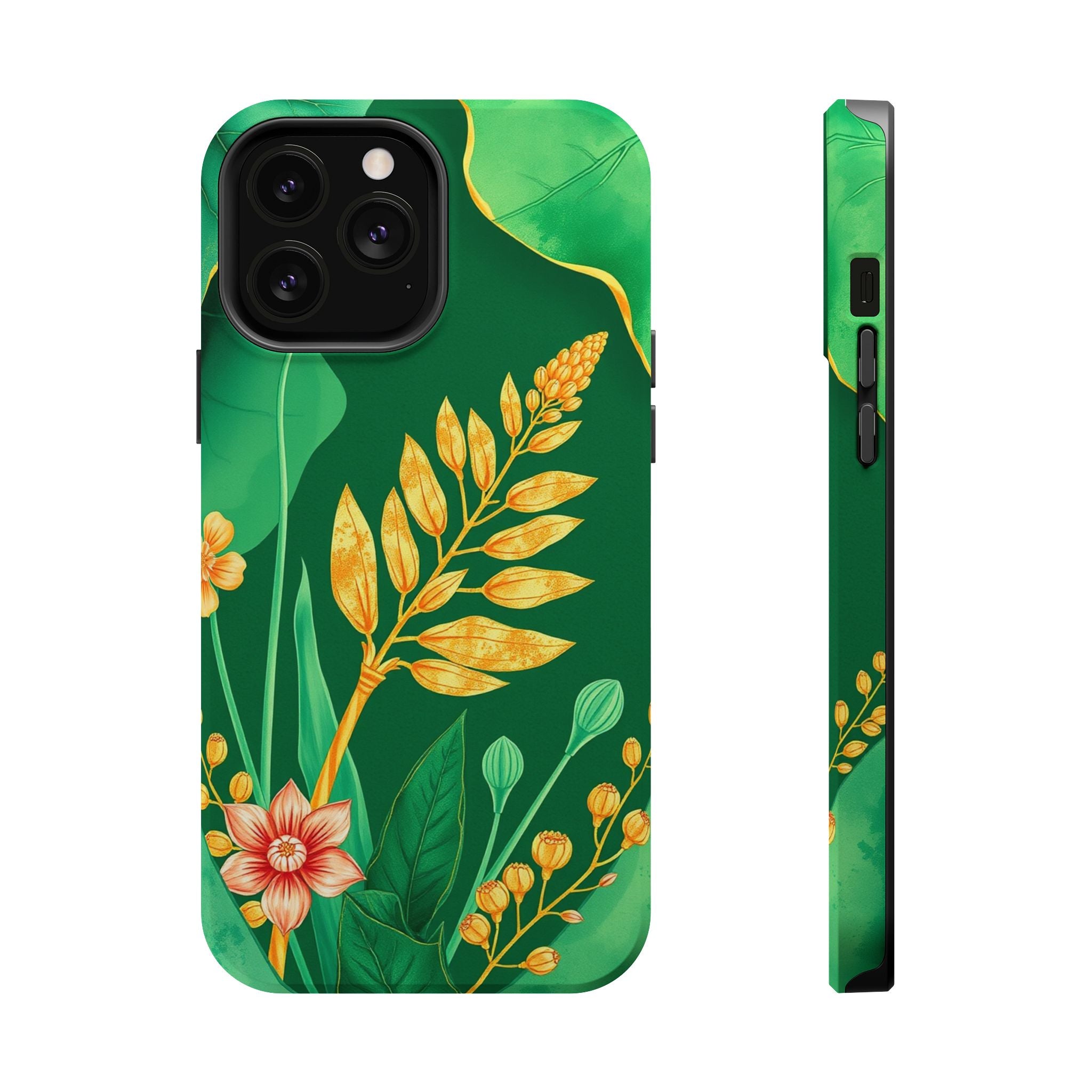 iPhone Emerald Green And Gold Botanical Illustration Ga Slim Snap Case · iPhone