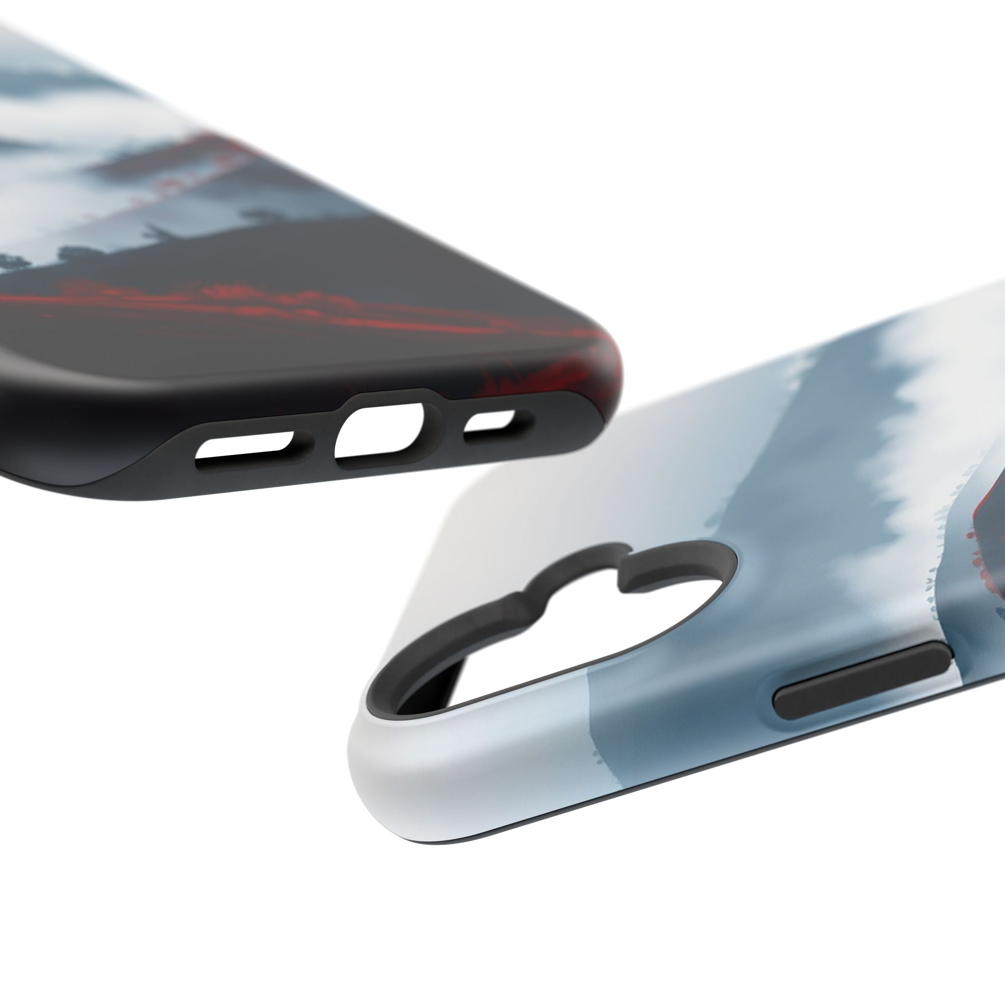 iPhone Black And Crimson Fog Rolling Over Hills Soft iPhone Finish · iPhone Case
