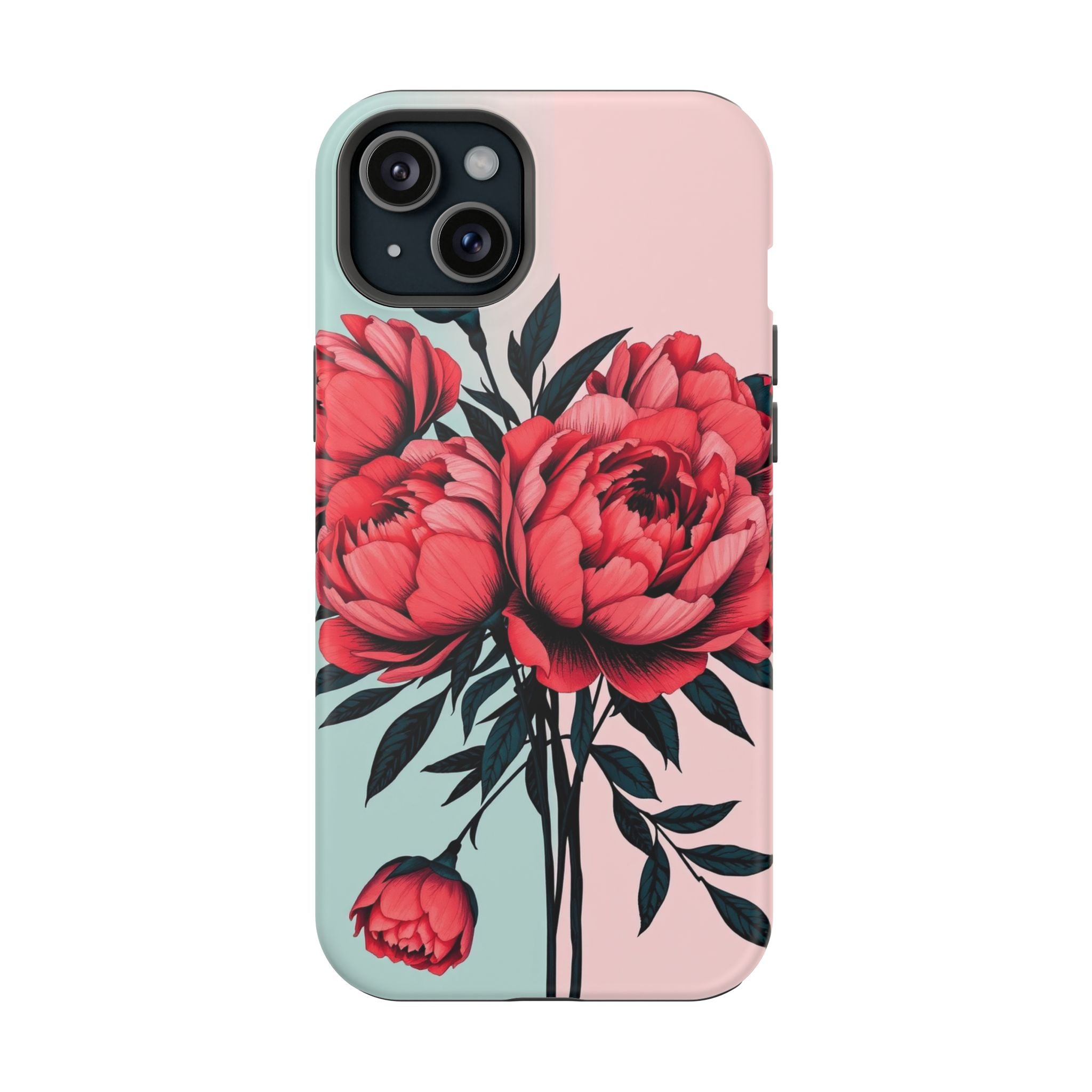 iPhone Teal And Coral Peony Bouquet Artistic Everyday Cas Slim Snap Case · iPhon