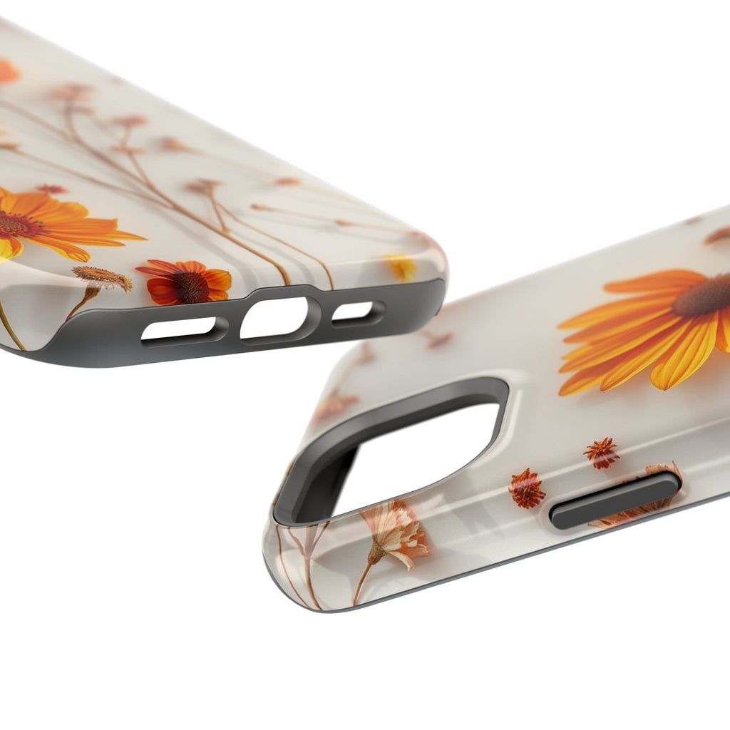 iPhone Mustard And Rust Dried Flower Flat Lay Carry Case Slim Snap Case · iPhone