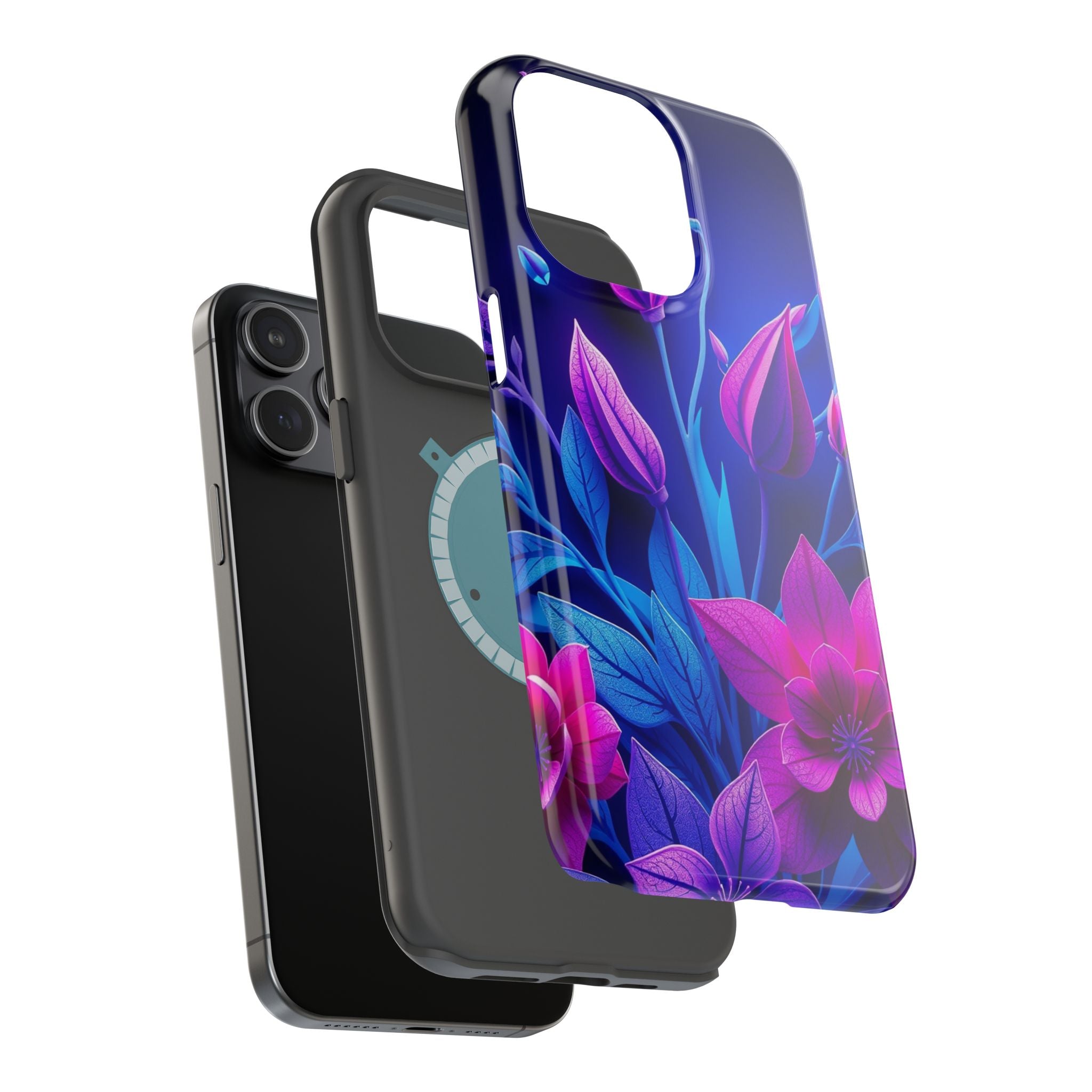 iPhone Neon Floral Paper Cut Art Bold Modern Everyday Snap Case · iPhone Case