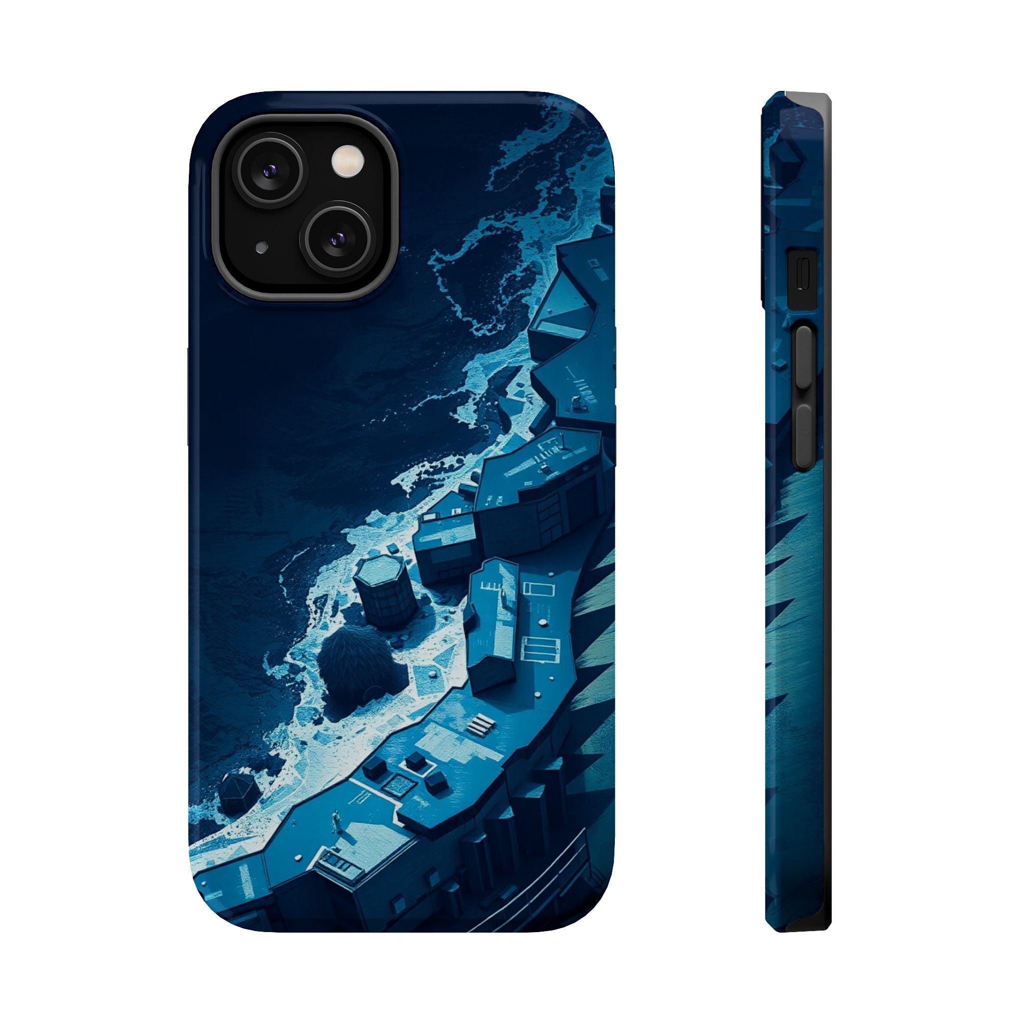 iPhone Midnight Blue And Silver Shoreline Aerial Clean iPhone Minimal · iPhone C
