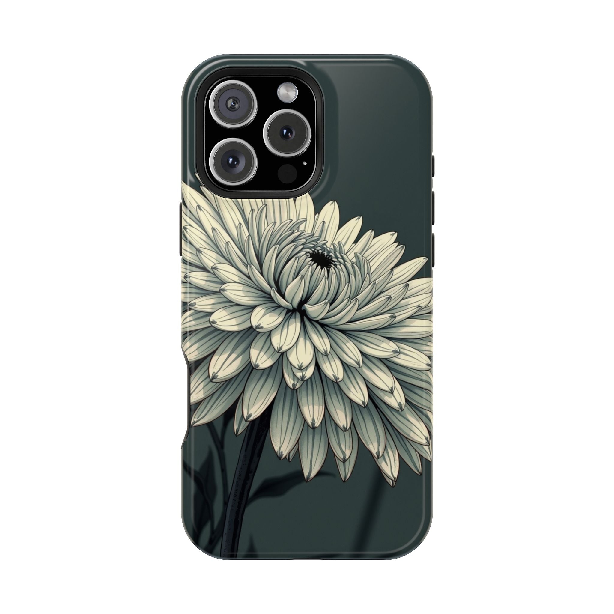 iPhone Chrysanthemum Classic Dark Gothic Ink Carry Case Slim Snap Case · iPhone