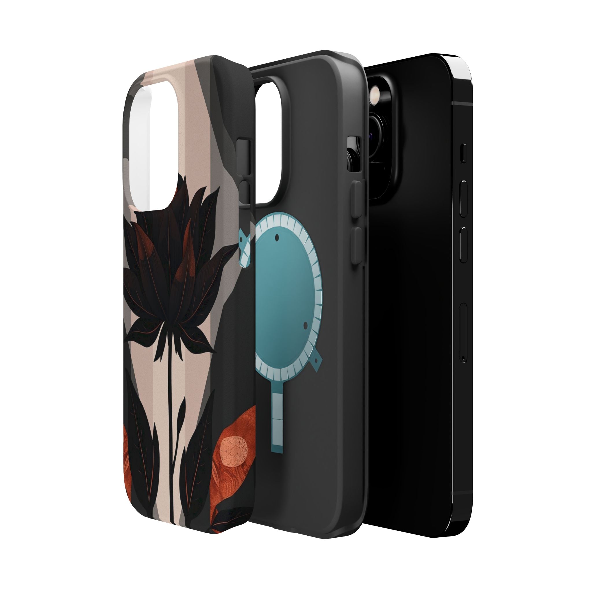 iPhone Charcoal And Copper Floral Silhouette Slim iPhone Everyday · iPhone Case