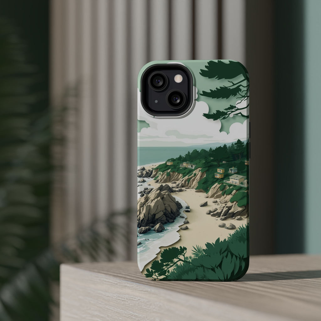iPhone Pebble Beach Paper Cut Art Bold Modern Everyday Snap Case · iPhone Case