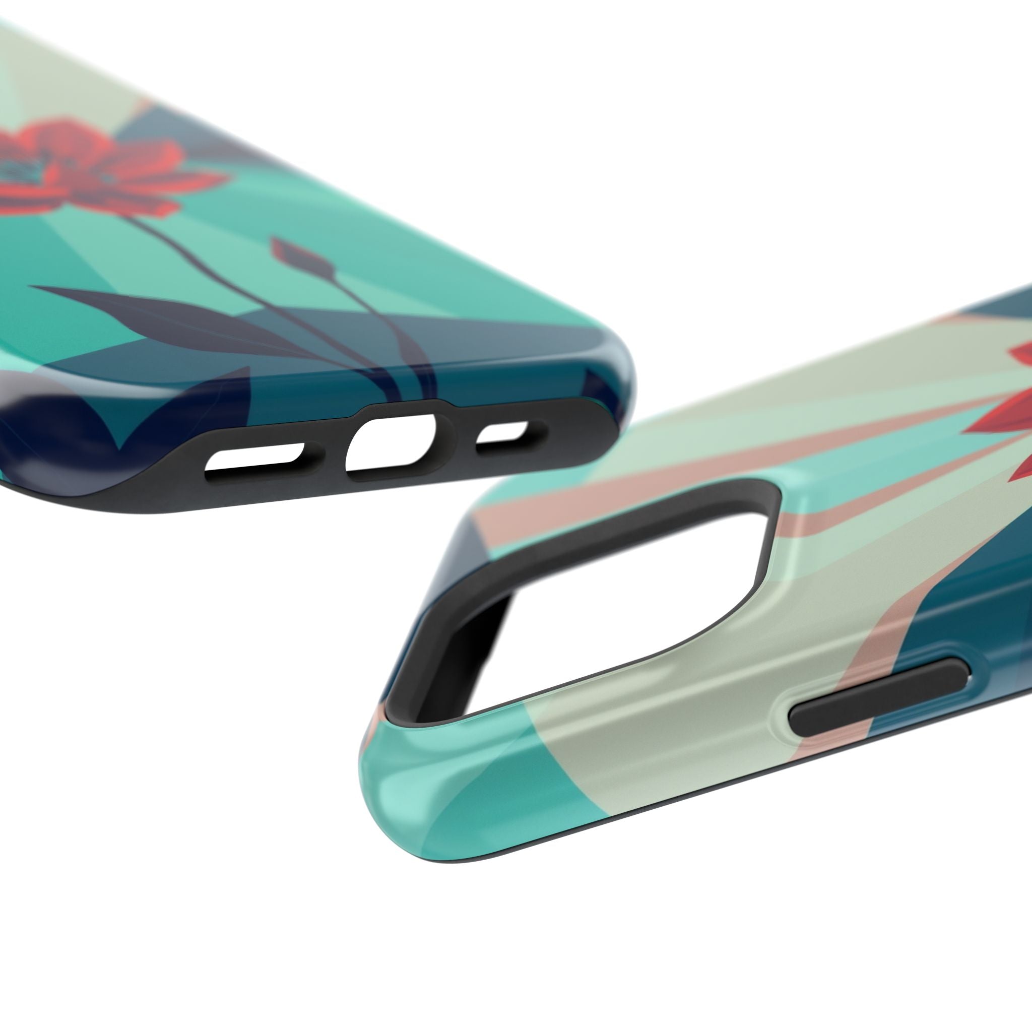 iPhone Teal And Coral Night Bloomer Slim Everyday Designer Case · iPhone Case