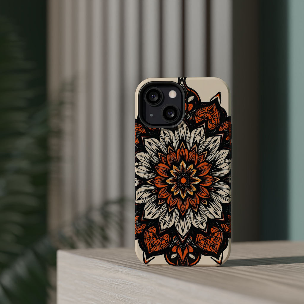 iPhone Burnt Orange And Sand Floral Mandala Slim Snap Cas Carry Case · iPhone Ca
