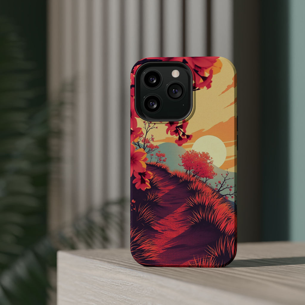iPhone Sunset Amber And Peach Blossom Trail Soft iPhone 15 Finish · iPhone Case