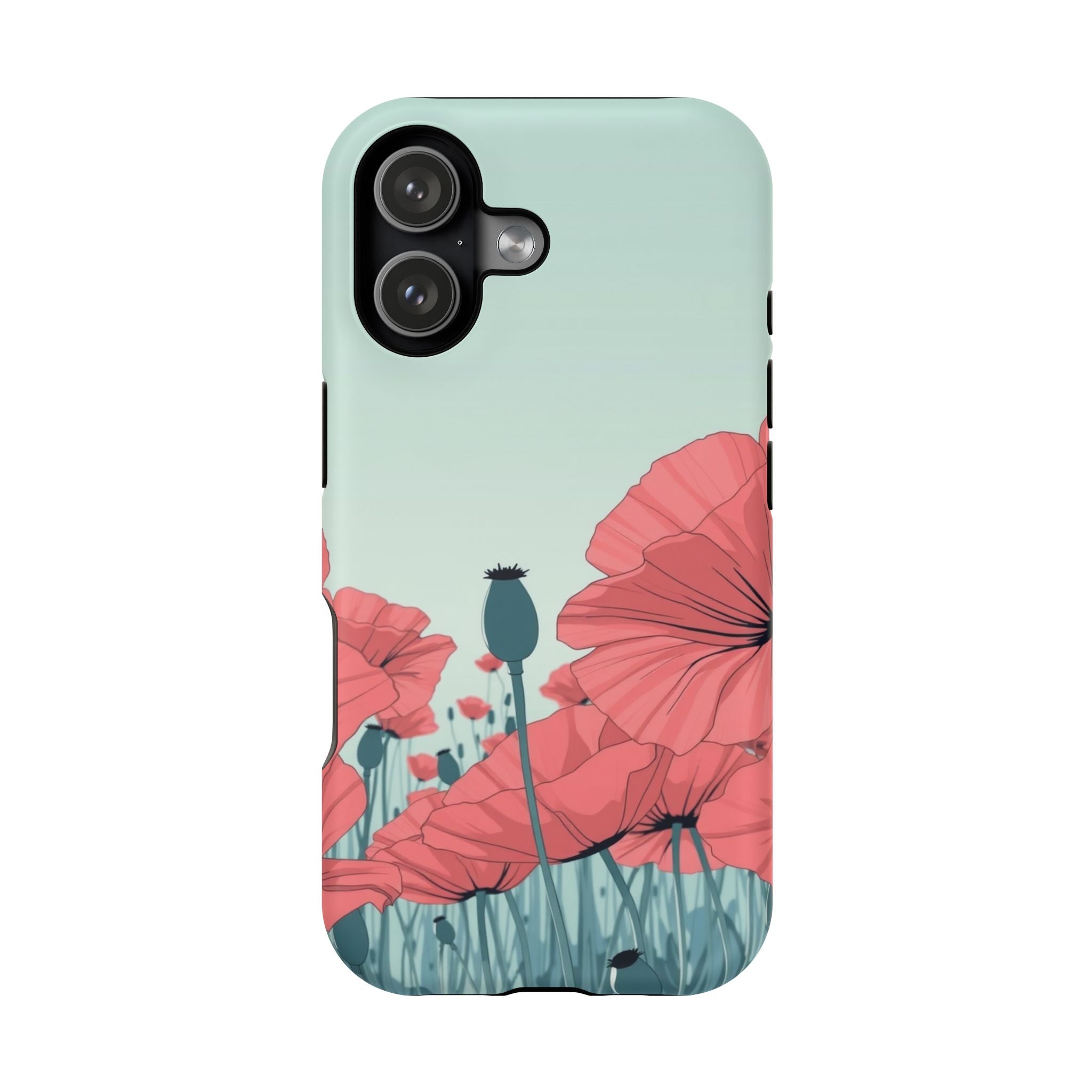 iPhone Mint And Blush Poppy Field Bold Modern Everyday Snap Case · iPhone Case
