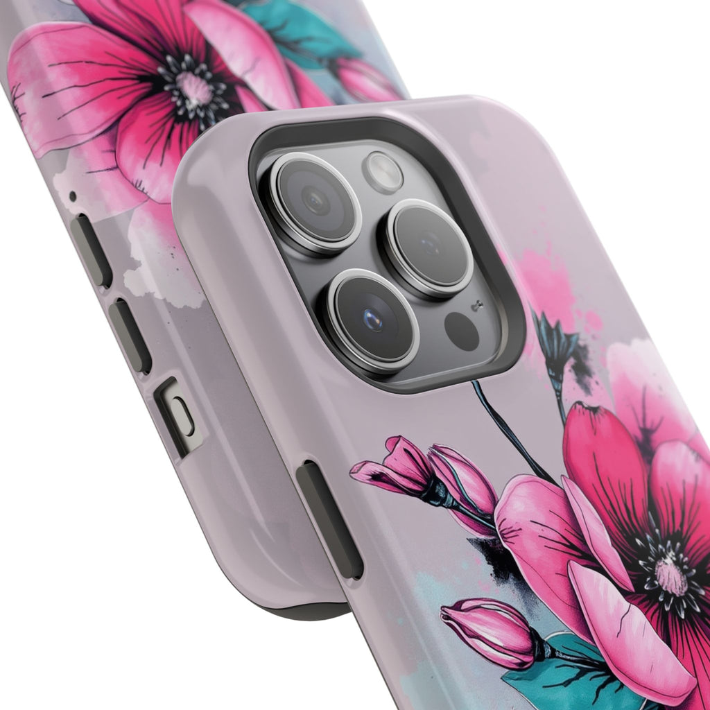 iPhone Mint And Blush Floral Ink Wash Slim Everyday Designer Case · iPhone Case