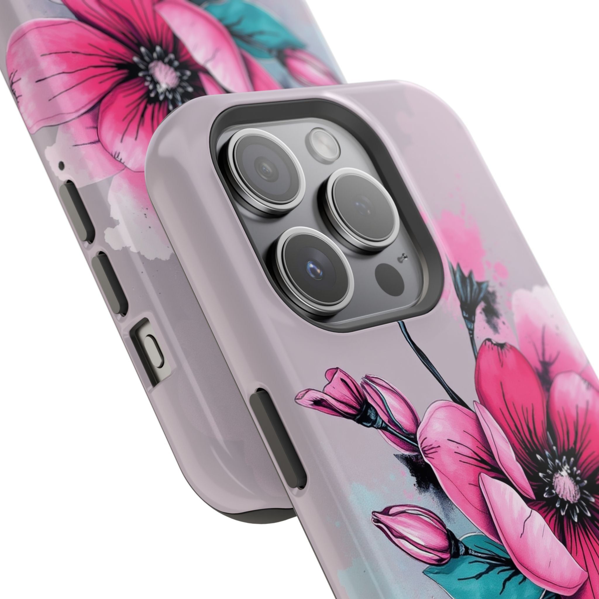 iPhone Mint And Blush Floral Ink Wash Slim Everyday Designer Case · iPhone Case