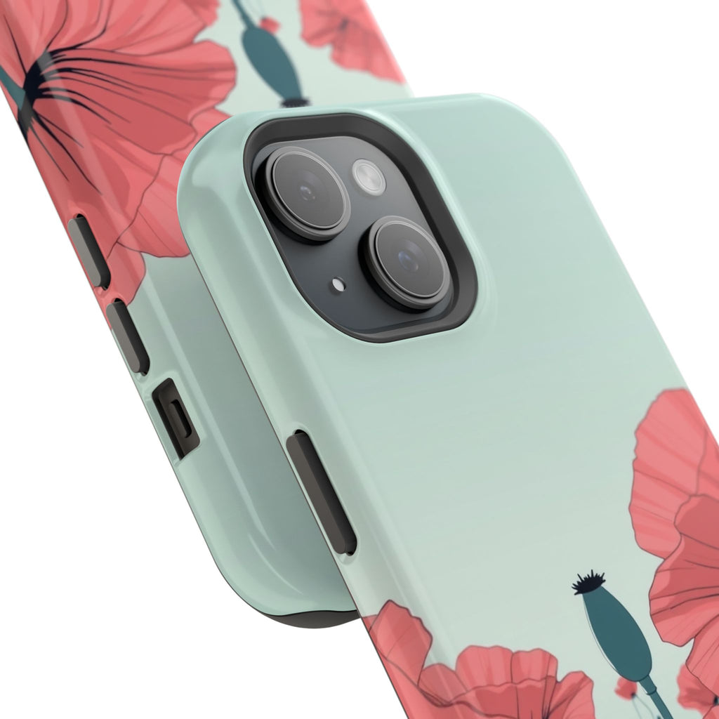 iPhone Mint And Blush Poppy Field Bold Modern Everyday Snap Case · iPhone Case