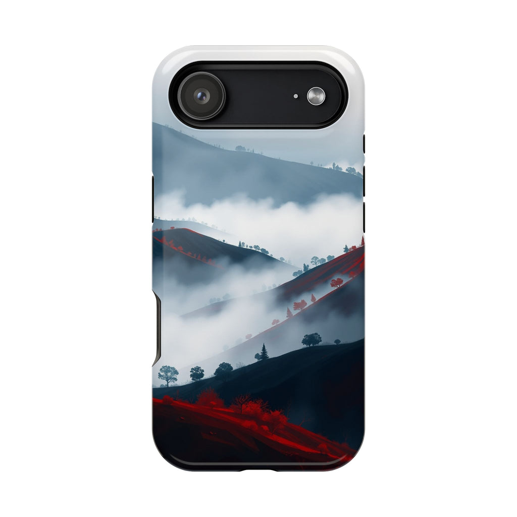 iPhone Black And Crimson Fog Rolling Over Hills Soft iPhone Finish · iPhone Case