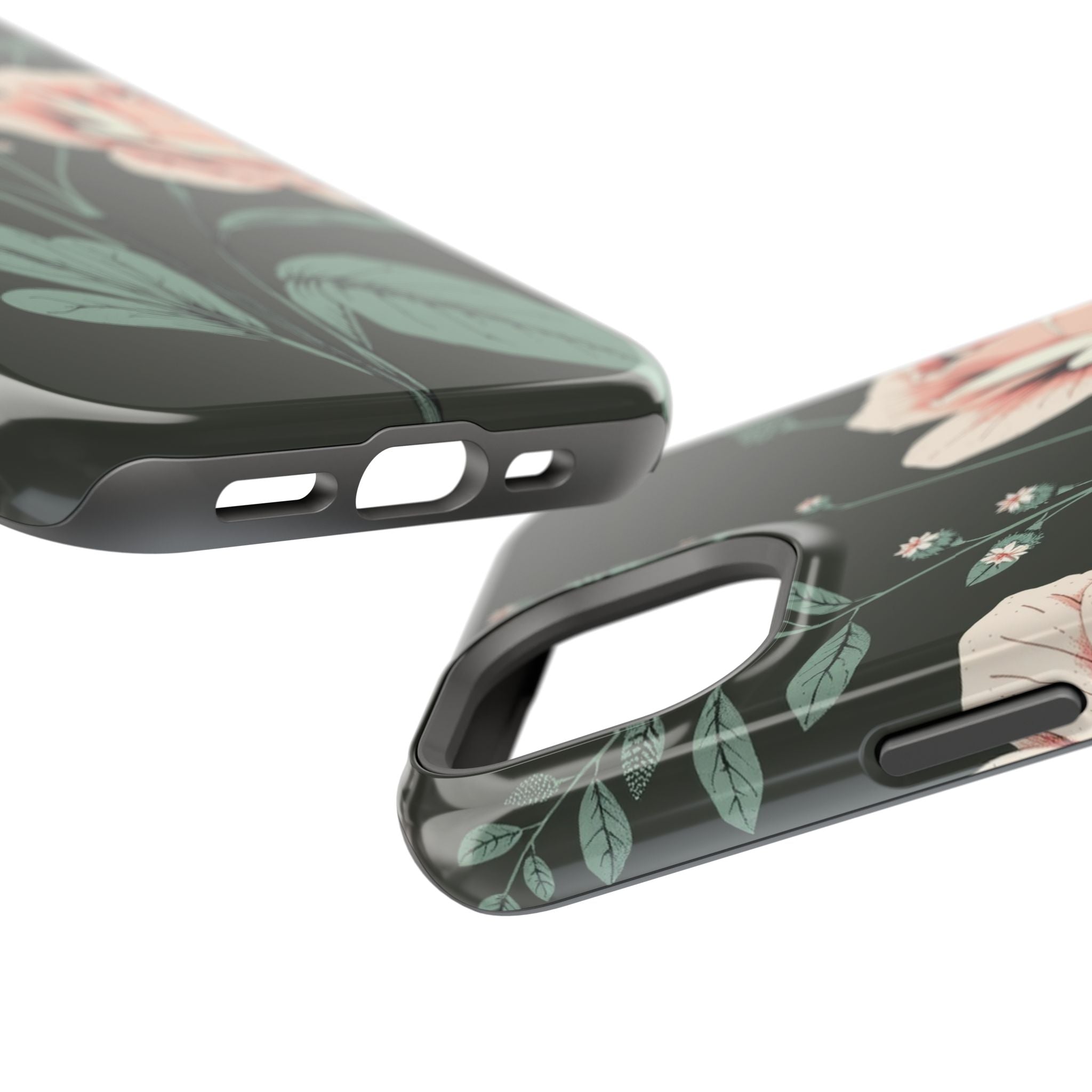 iPhone Mint And Blush Vintage Botanical Print Slim Everyday Designer Case · iPho