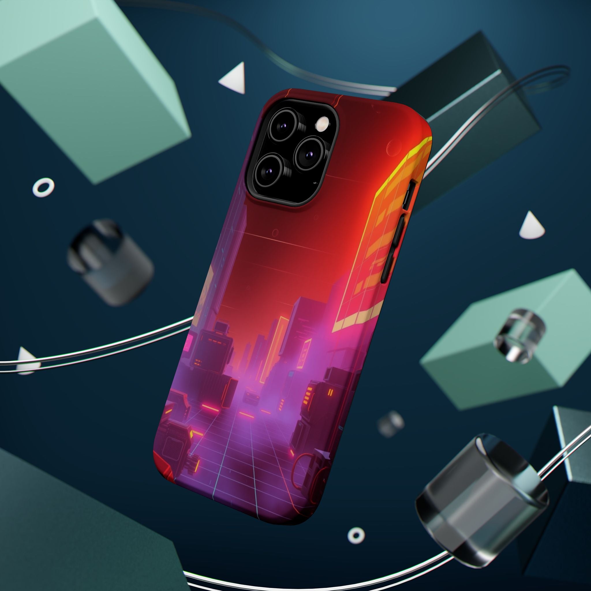 iPhone Dreamy 80s Grid Synthwave Design Slim Everyday Designer Case · iPhone Cas