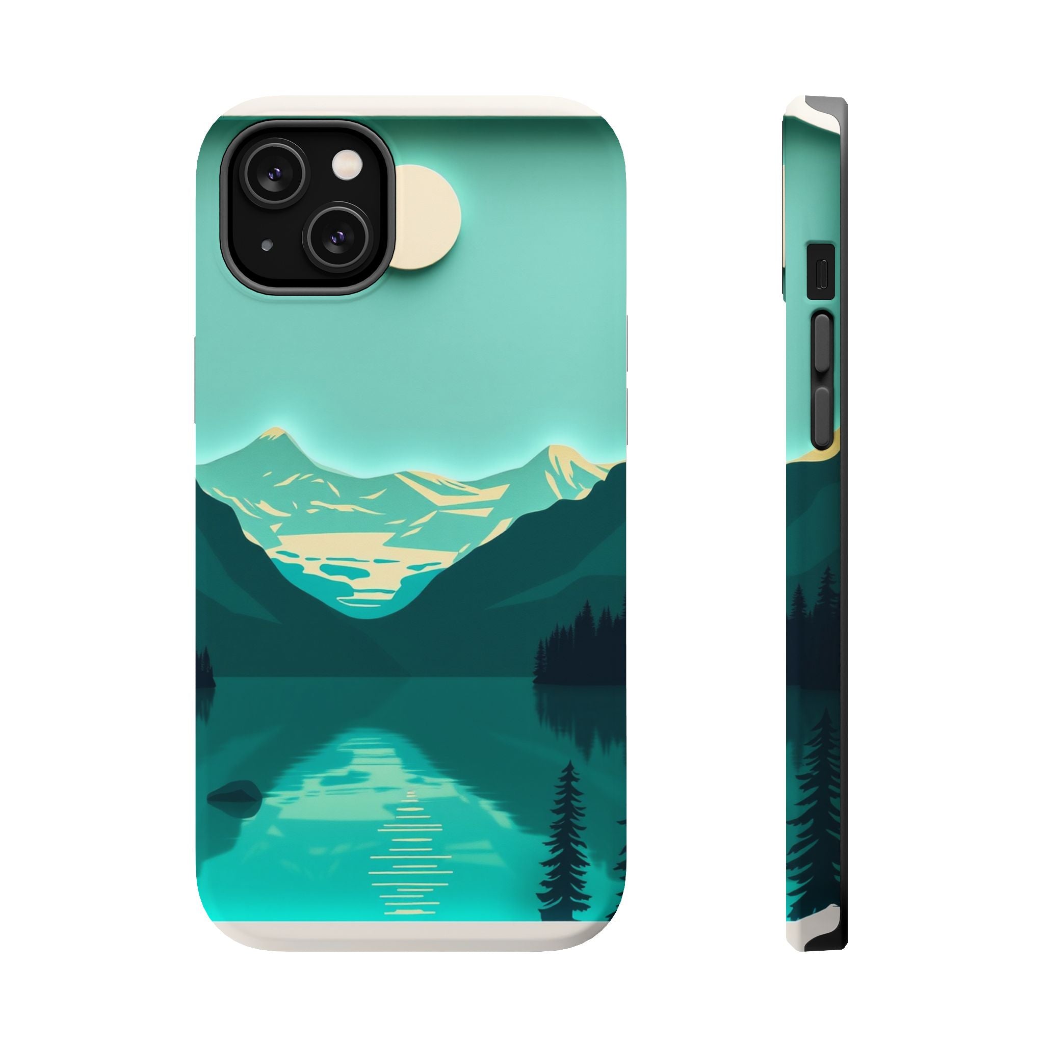 iPhone Glacier Lake Paper Cut Art Bold Modern Everyday Snap Case · iPhone Case