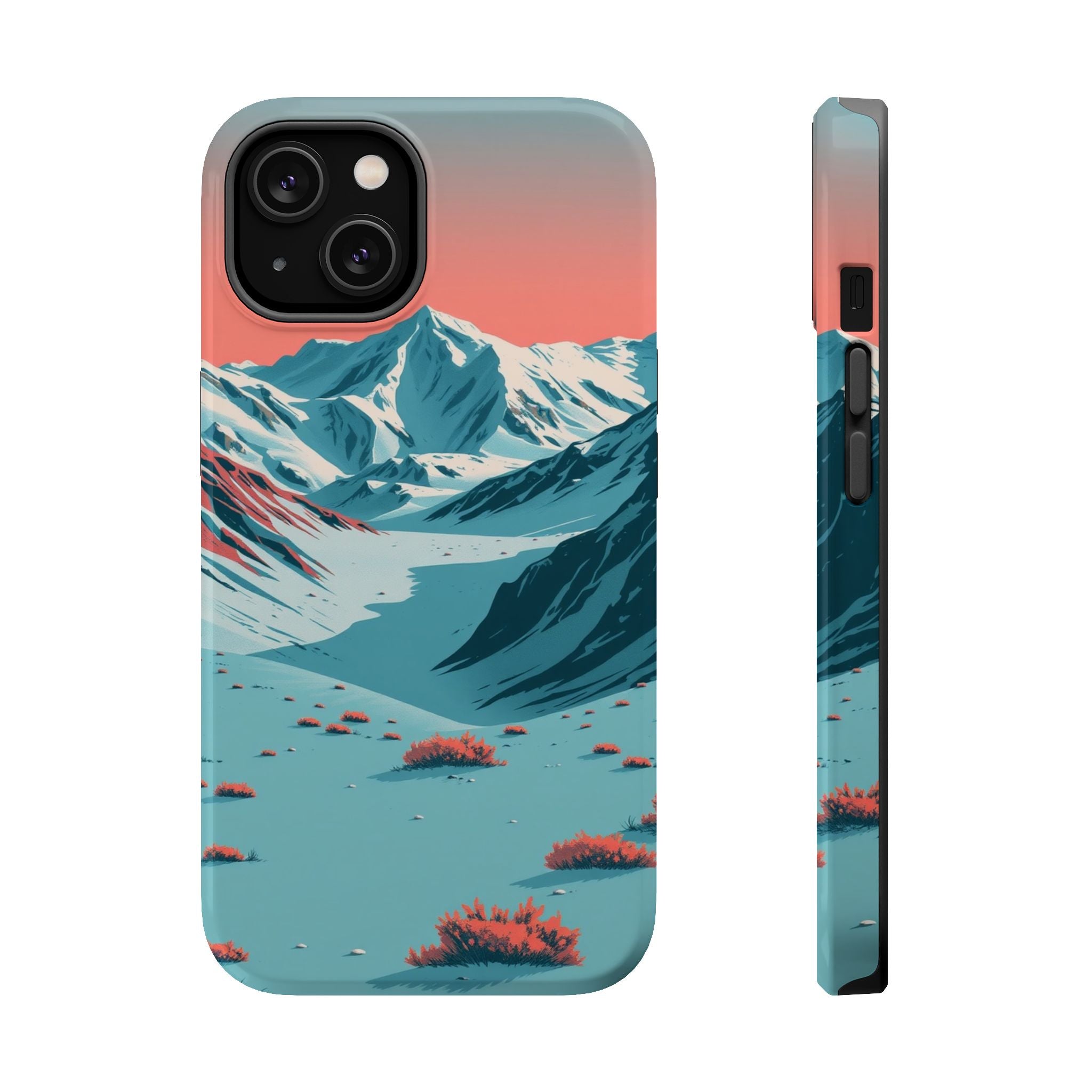 iPhone Teal And Coral Arctic Tundra Slim Everyday Designer Case · iPhone Case