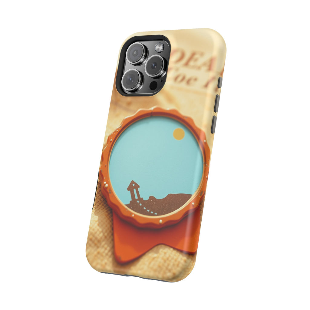 iPhone Burnt Orange And Sand Retro Travel Badge Soft Finish Everyday Case · iPho