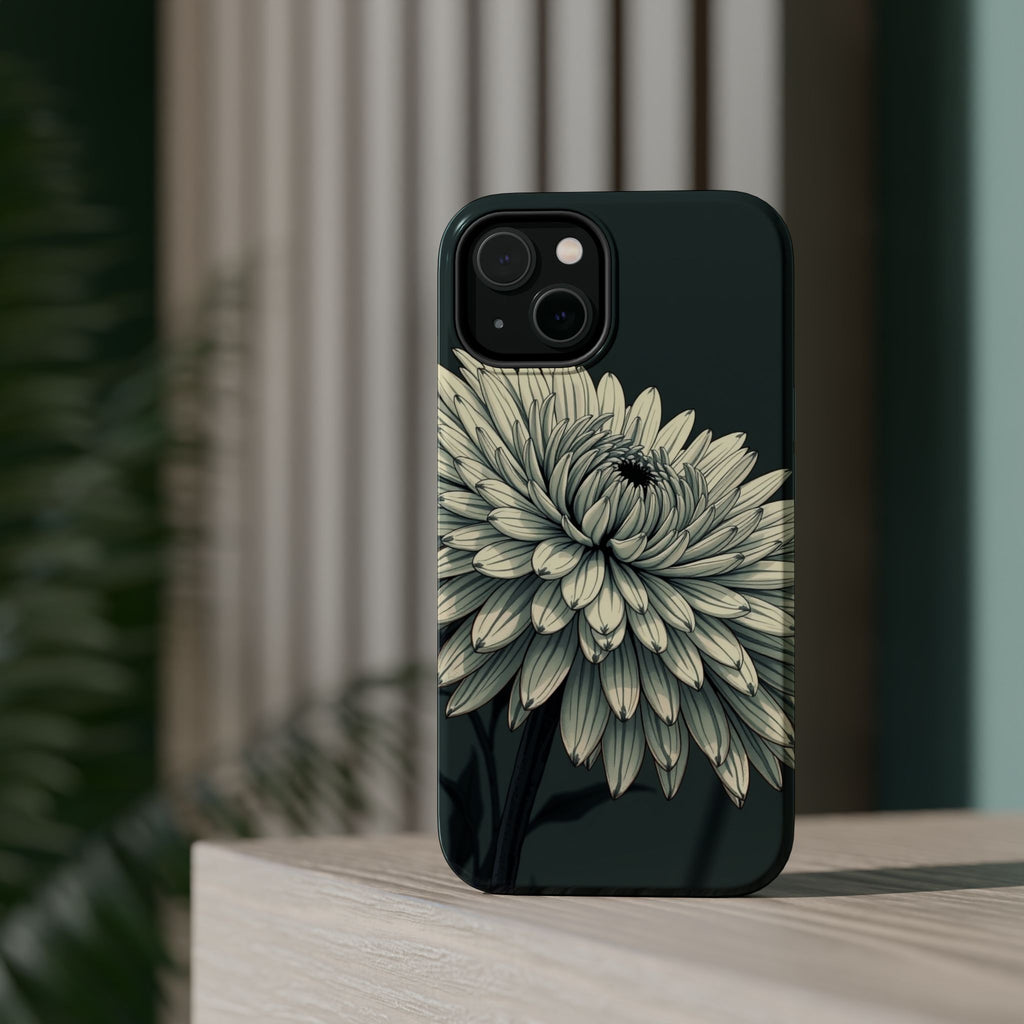 iPhone Chrysanthemum Classic Dark Gothic Ink Carry Case Slim Snap Case · iPhone