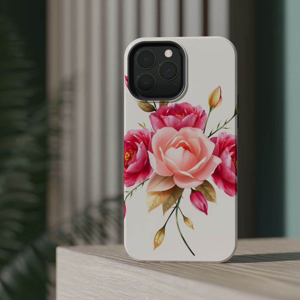 iPhone Rose Pink And Cream Neon Floral Slim Everyday Designer Case · iPhone Case