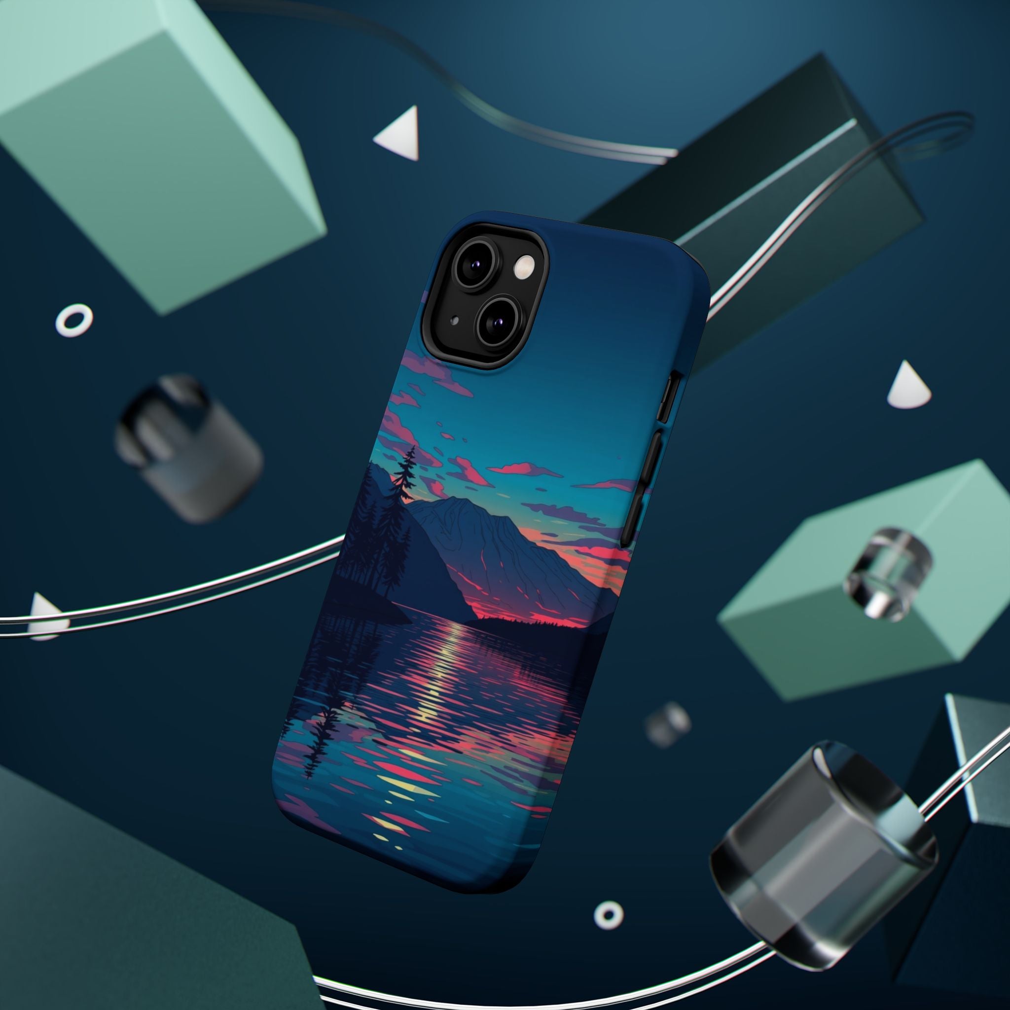 iPhone Vibrant Lake at Twilight Design Slim Everyday Designer Case · iPhone Case