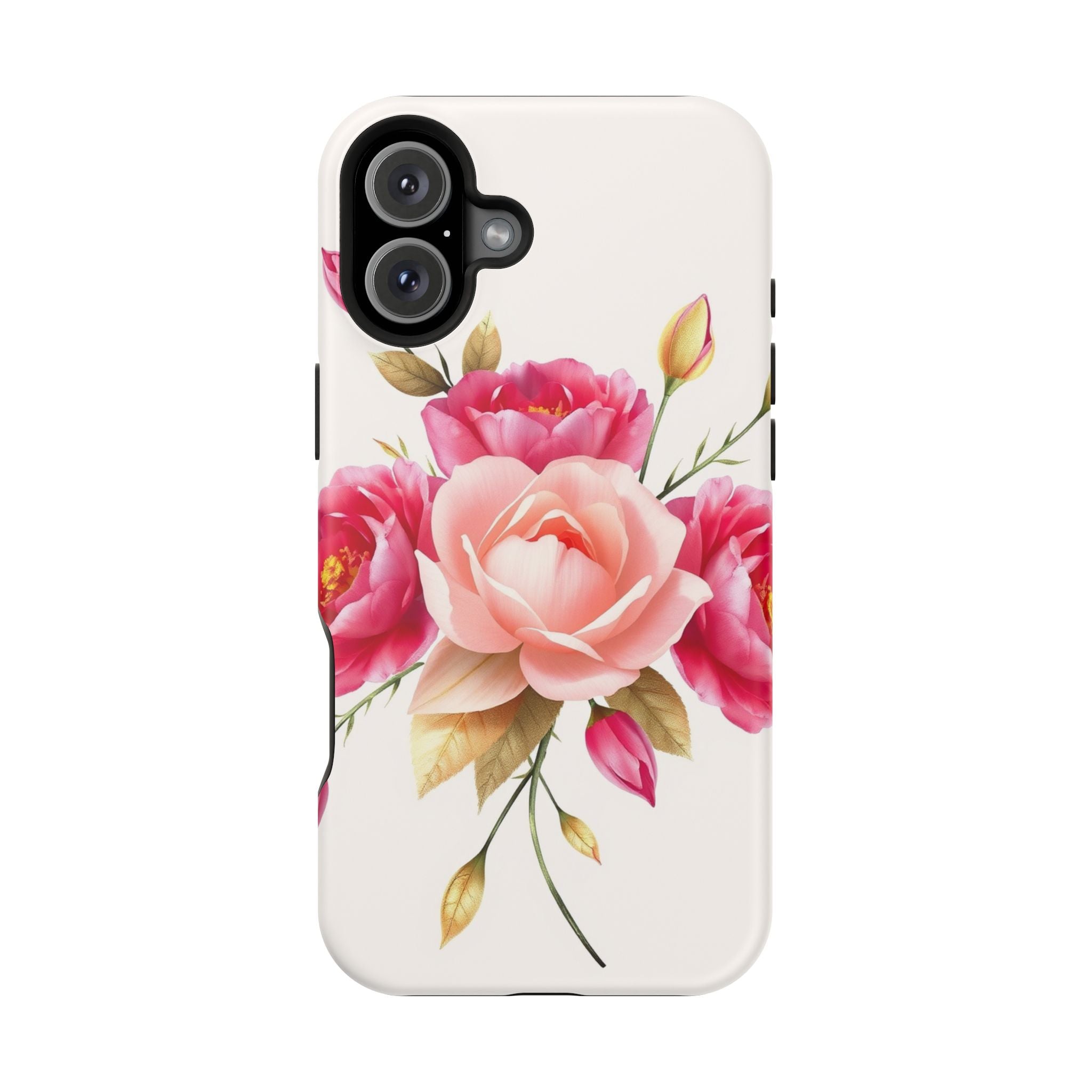iPhone Rose Pink And Cream Neon Floral Slim Everyday Designer Case · iPhone Case