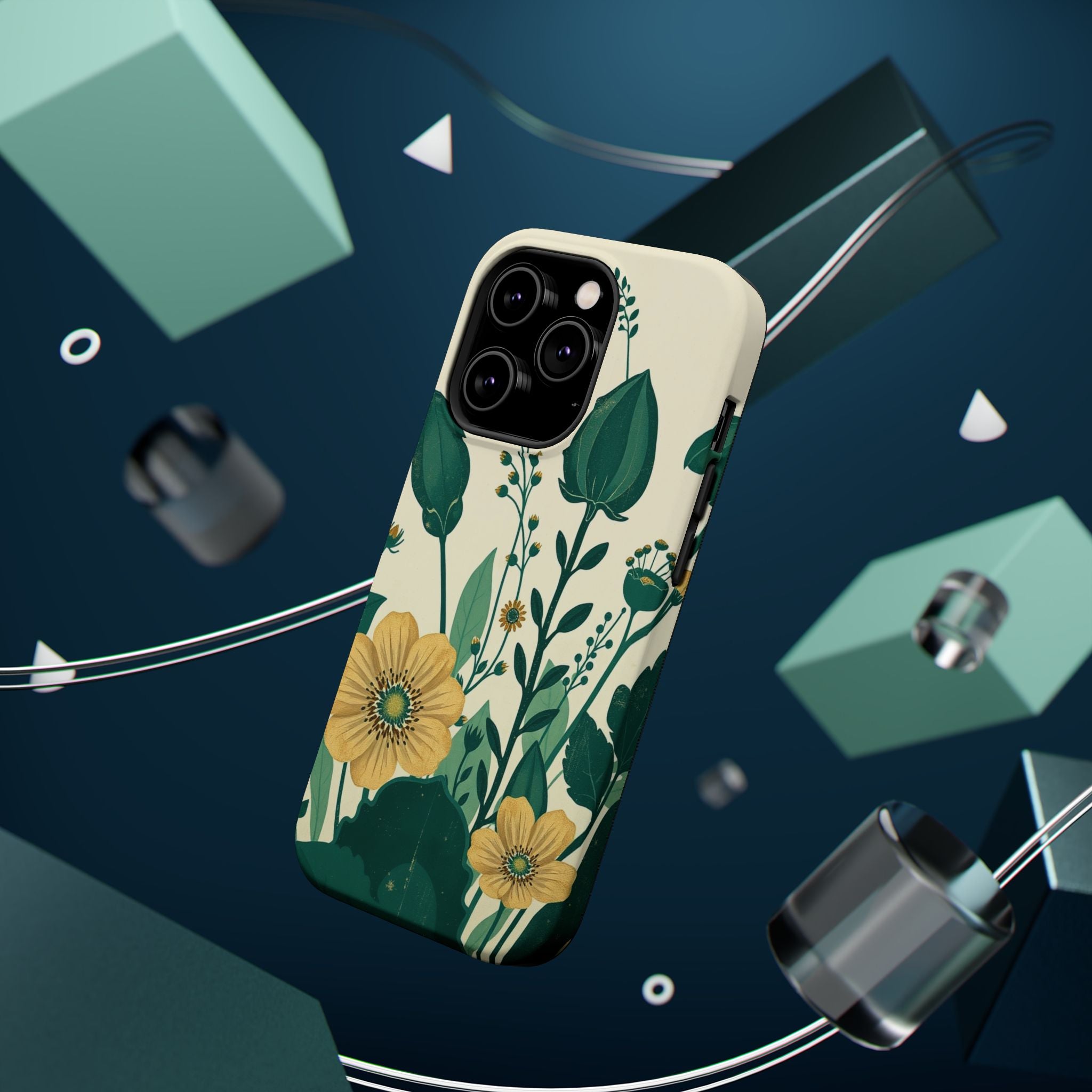 iPhone Emerald Green And Gold Pressed Botanicals Clean iPhone Minimal · iPhone C