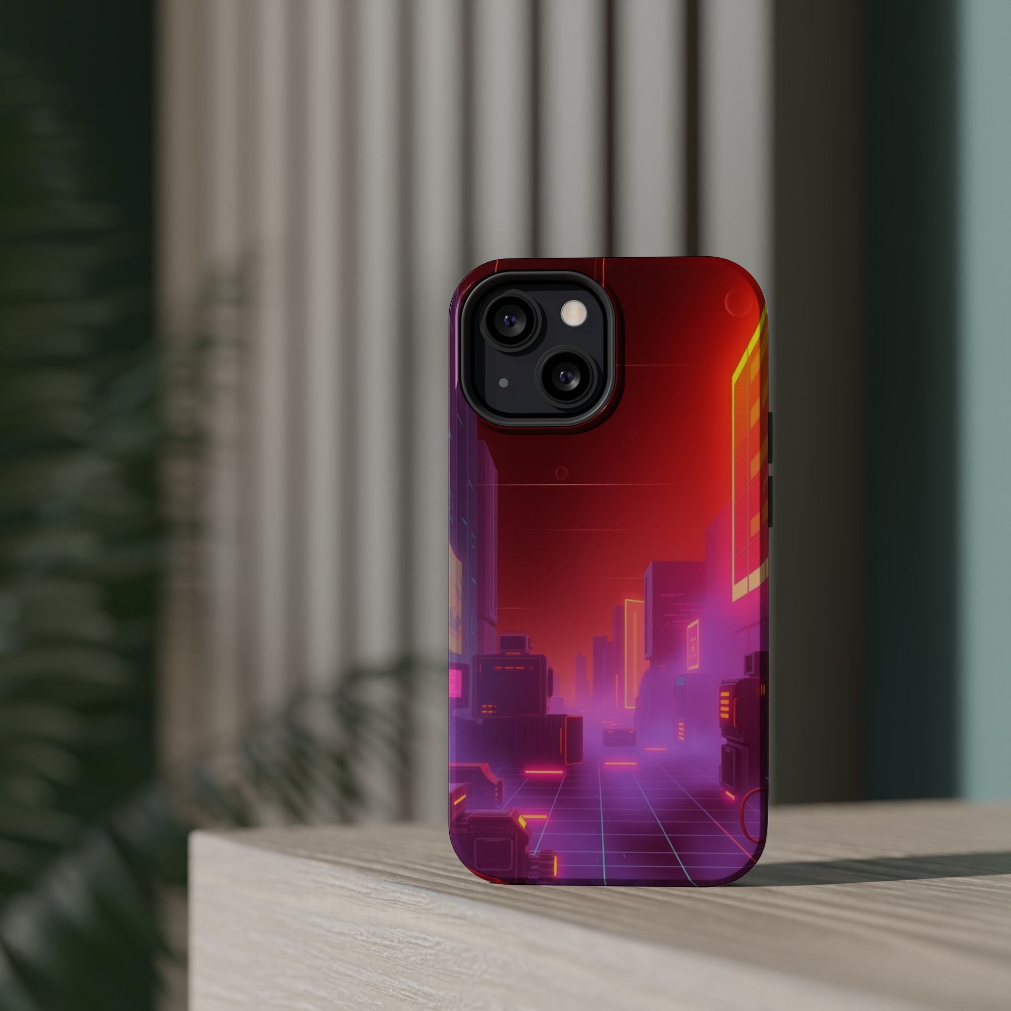 iPhone Dreamy 80s Grid Synthwave Design Slim Everyday Designer Case · iPhone Cas