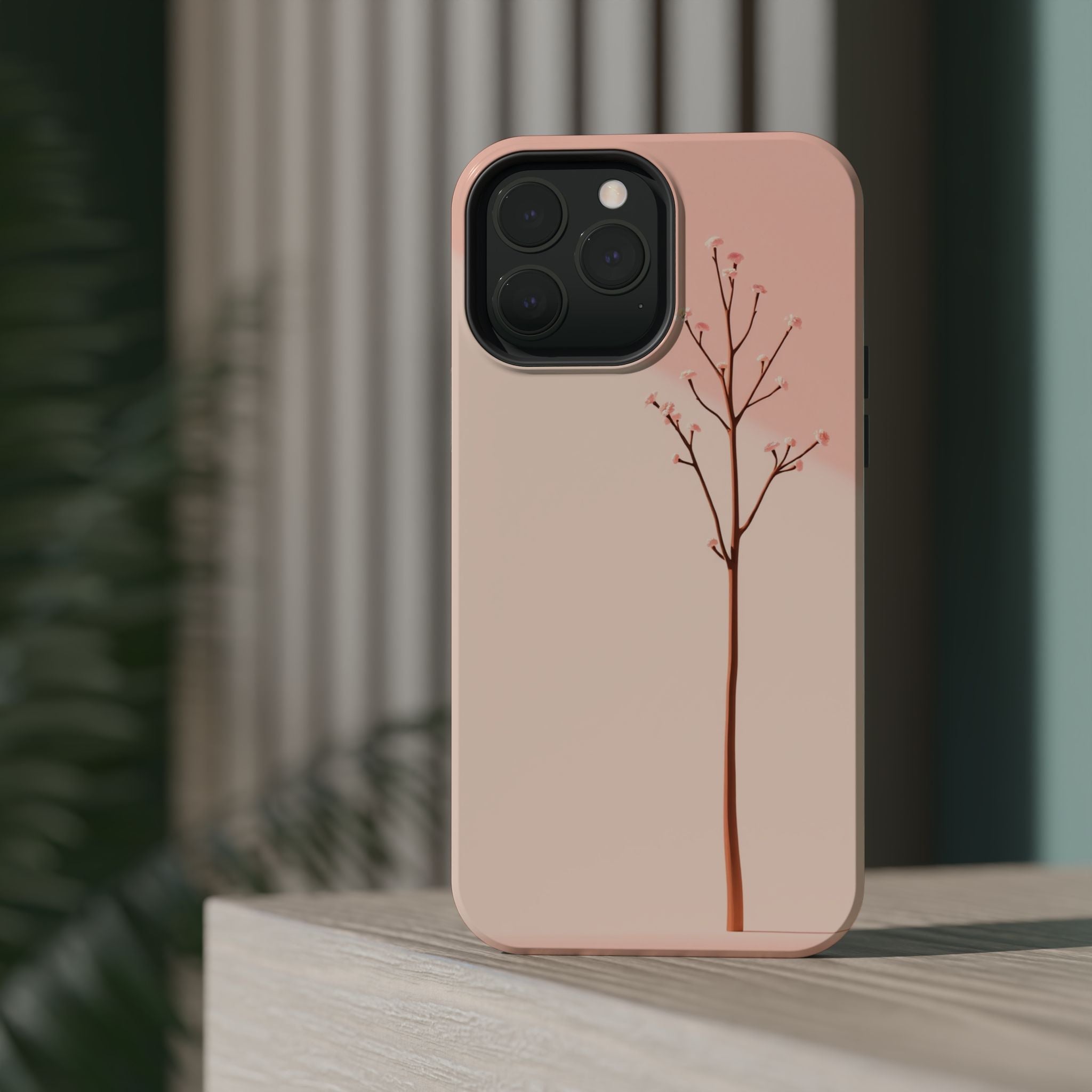 iPhone Rose Pink And Cream Minimalist Stem Slim iPhone Everyday · iPhone Case