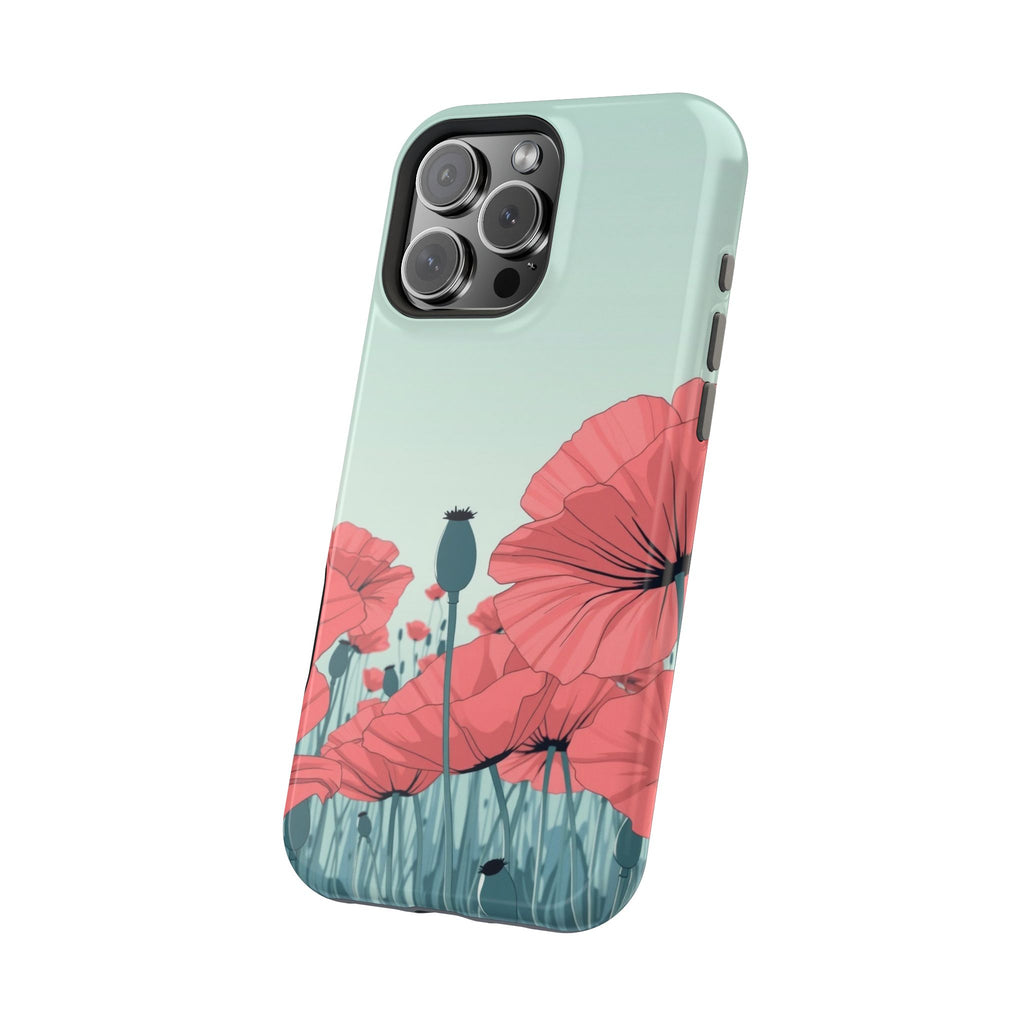 iPhone Mint And Blush Poppy Field Bold Modern Everyday Snap Case · iPhone Case