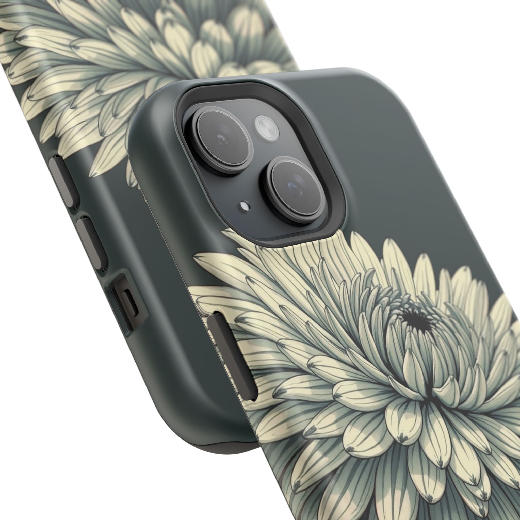 iPhone Chrysanthemum Classic Dark Gothic Ink Carry Case Slim Snap Case · iPhone