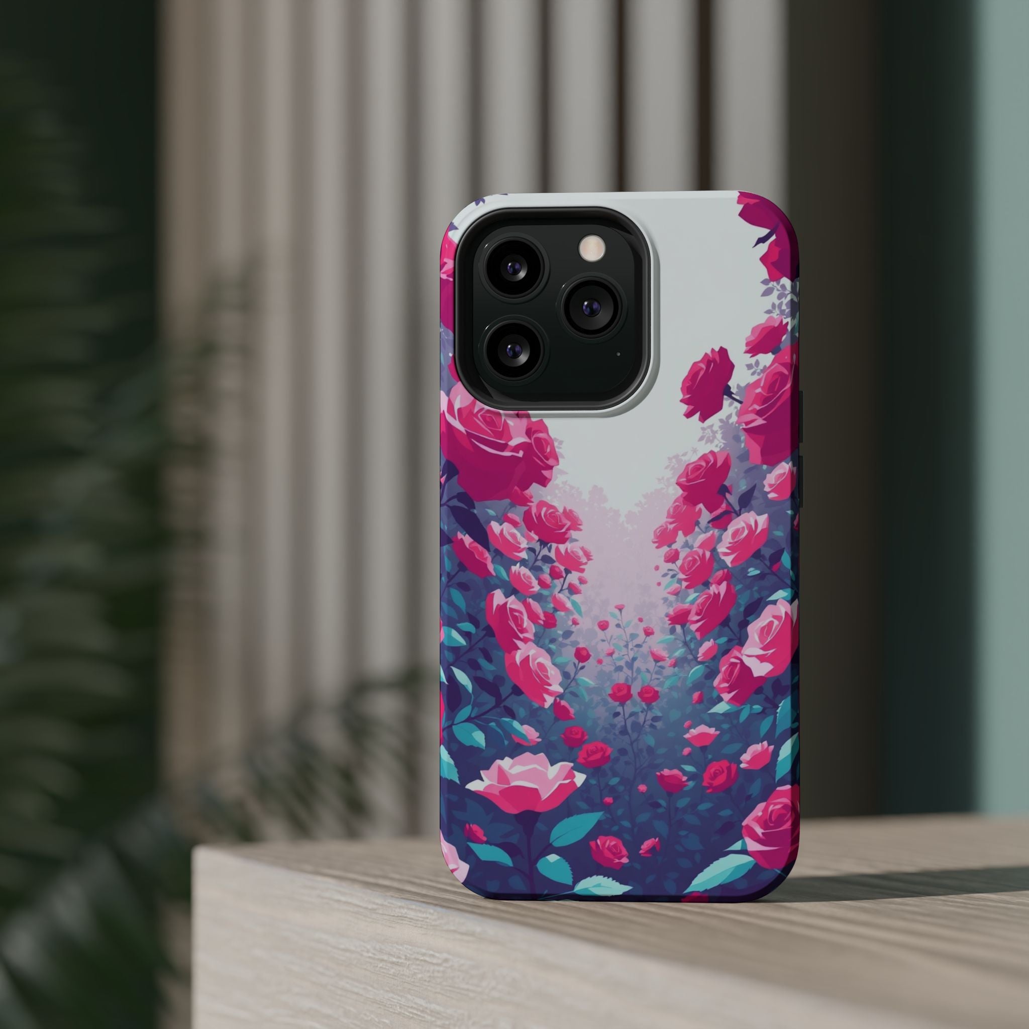 iPhone Cyan And Magenta Rose Garden Slim Everyday Designer Case · iPhone Case