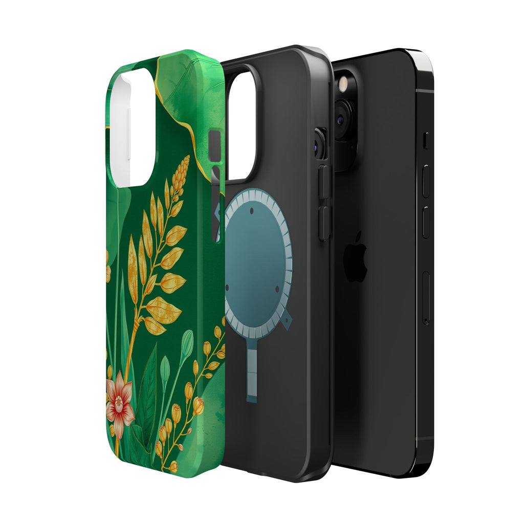 iPhone Emerald Green And Gold Botanical Illustration Ga Slim Snap Case · iPhone