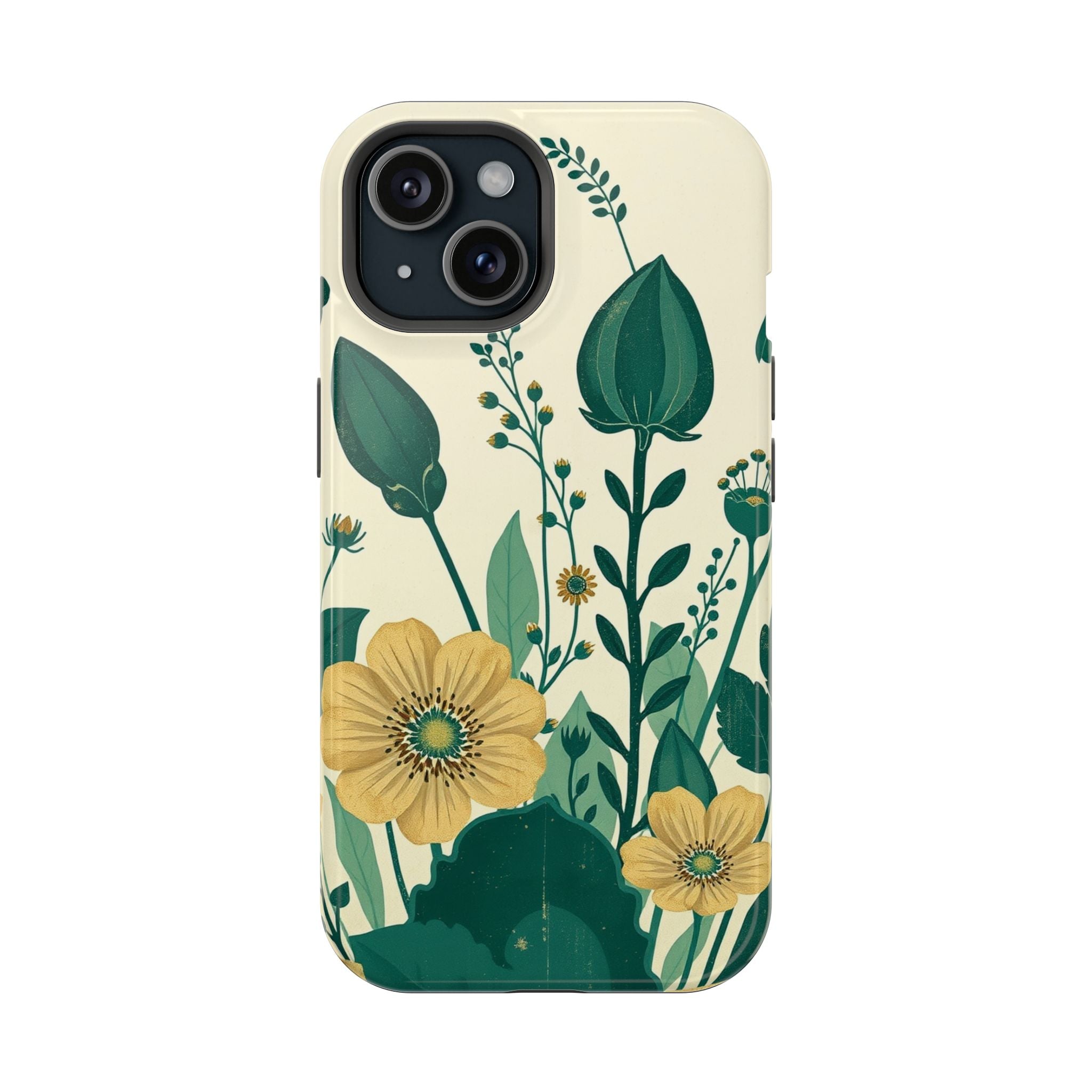 iPhone Emerald Green And Gold Pressed Botanicals Clean iPhone Minimal · iPhone C