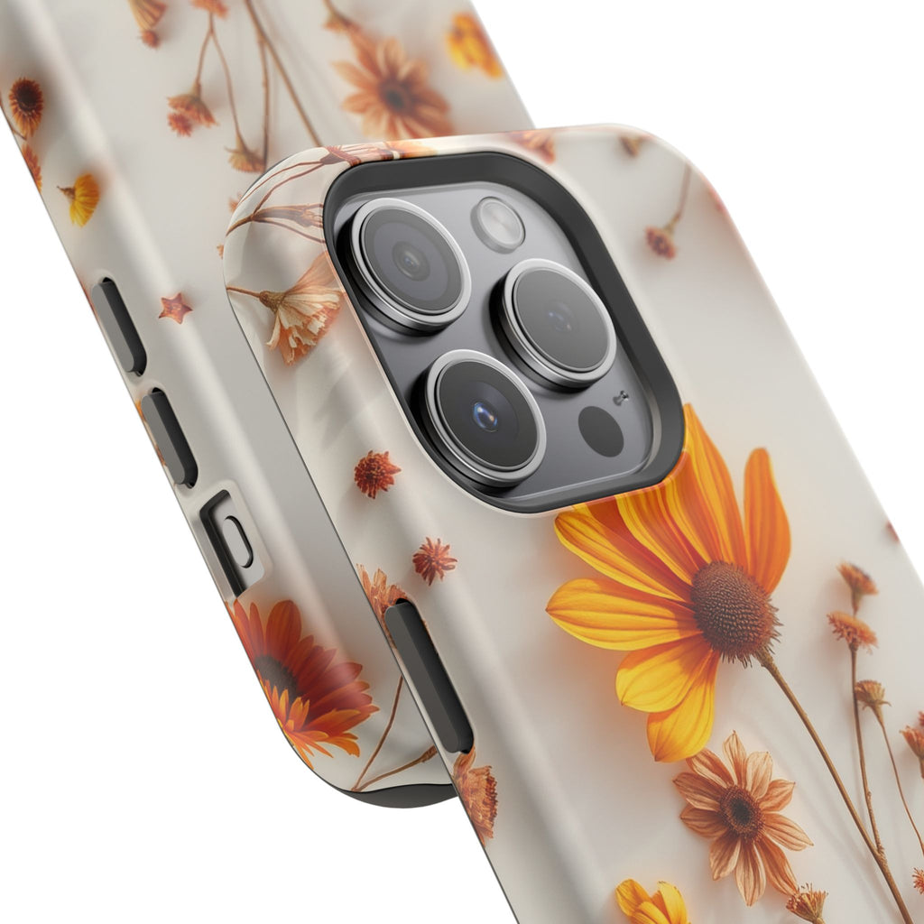 iPhone Mustard And Rust Dried Flower Flat Lay Carry Case Slim Snap Case · iPhone
