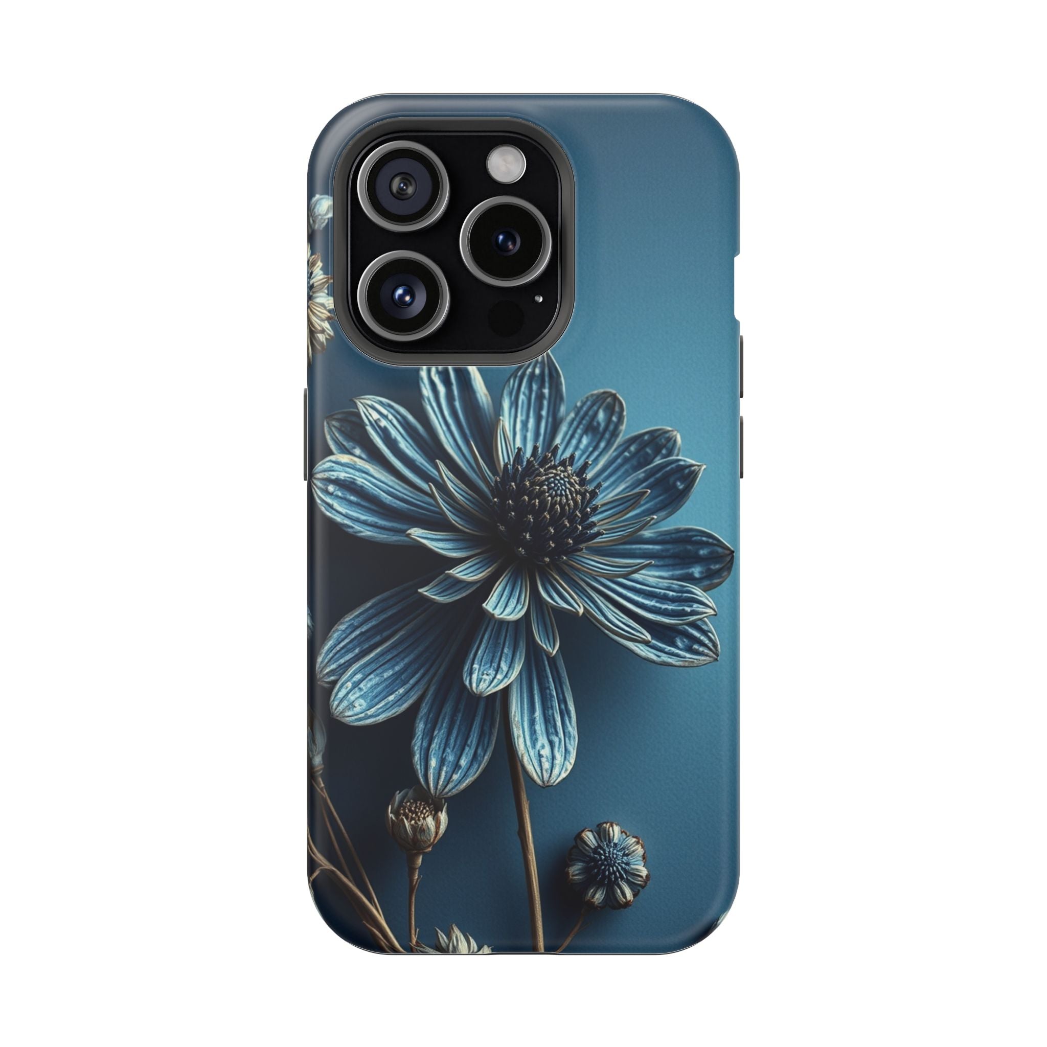 iPhone Midnight Blue And Silver Dried Flower Flat Lay iPhone 15 · iPhone Case