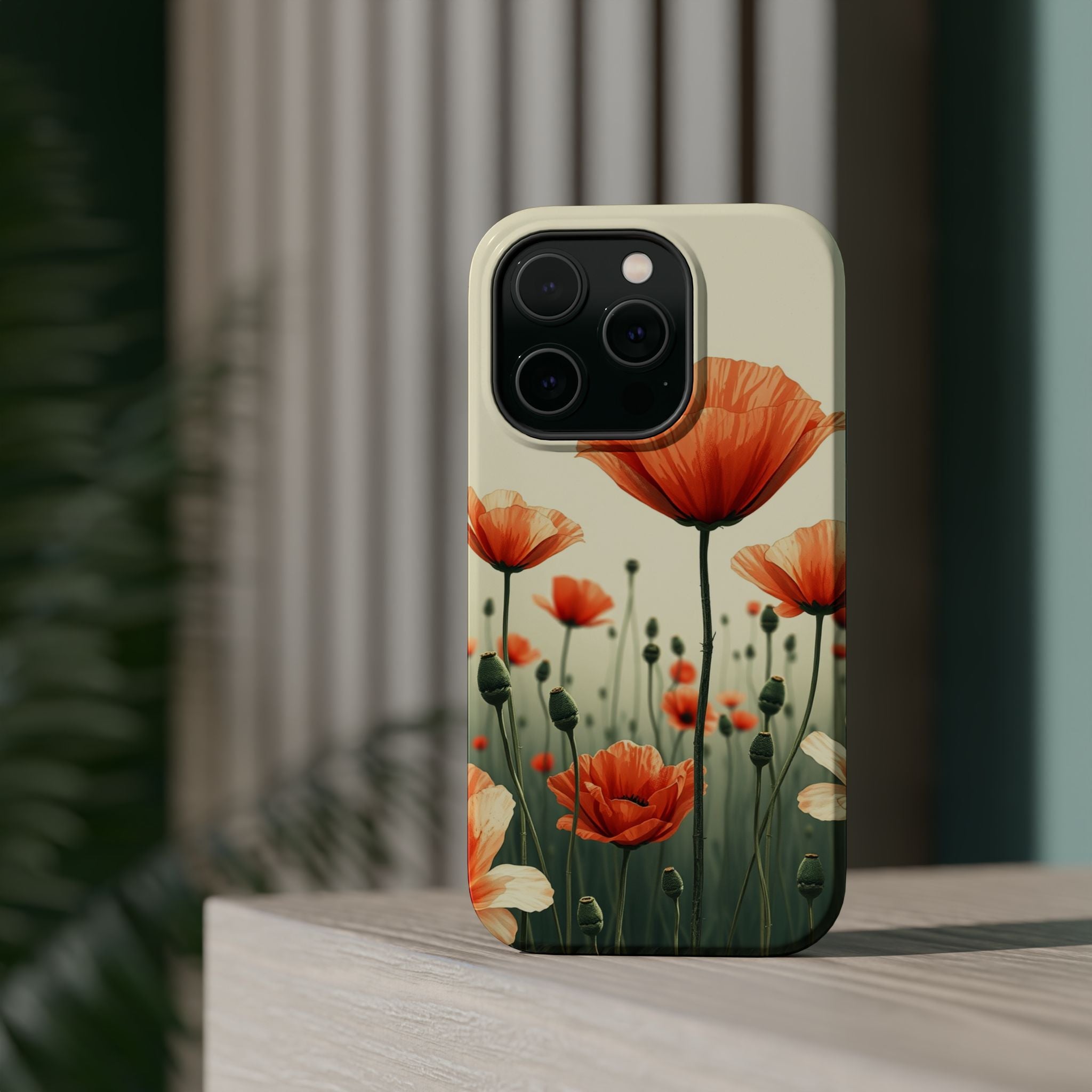 iPhone Sage And Ivory Poppy Field Bold Modern Everyday Snap Case · iPhone Case